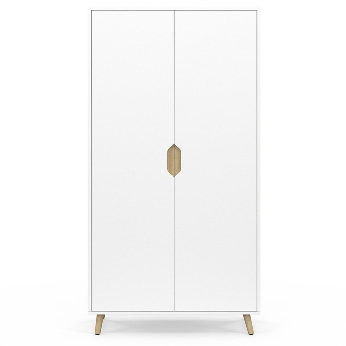 ID MARKET Armoire 2 portes HELSINKI scandinave blanc penderie 80 cm avec étagères rangement maxi capacité
