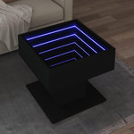 VIDAXL Table basse avec LED noir 50x50x45 cm bois d'ingenierie
