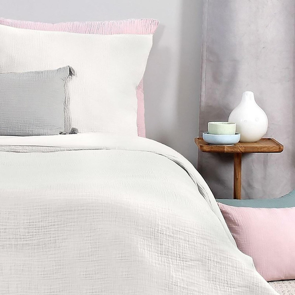Home collection Parure housse de couette 100% gaze de coton