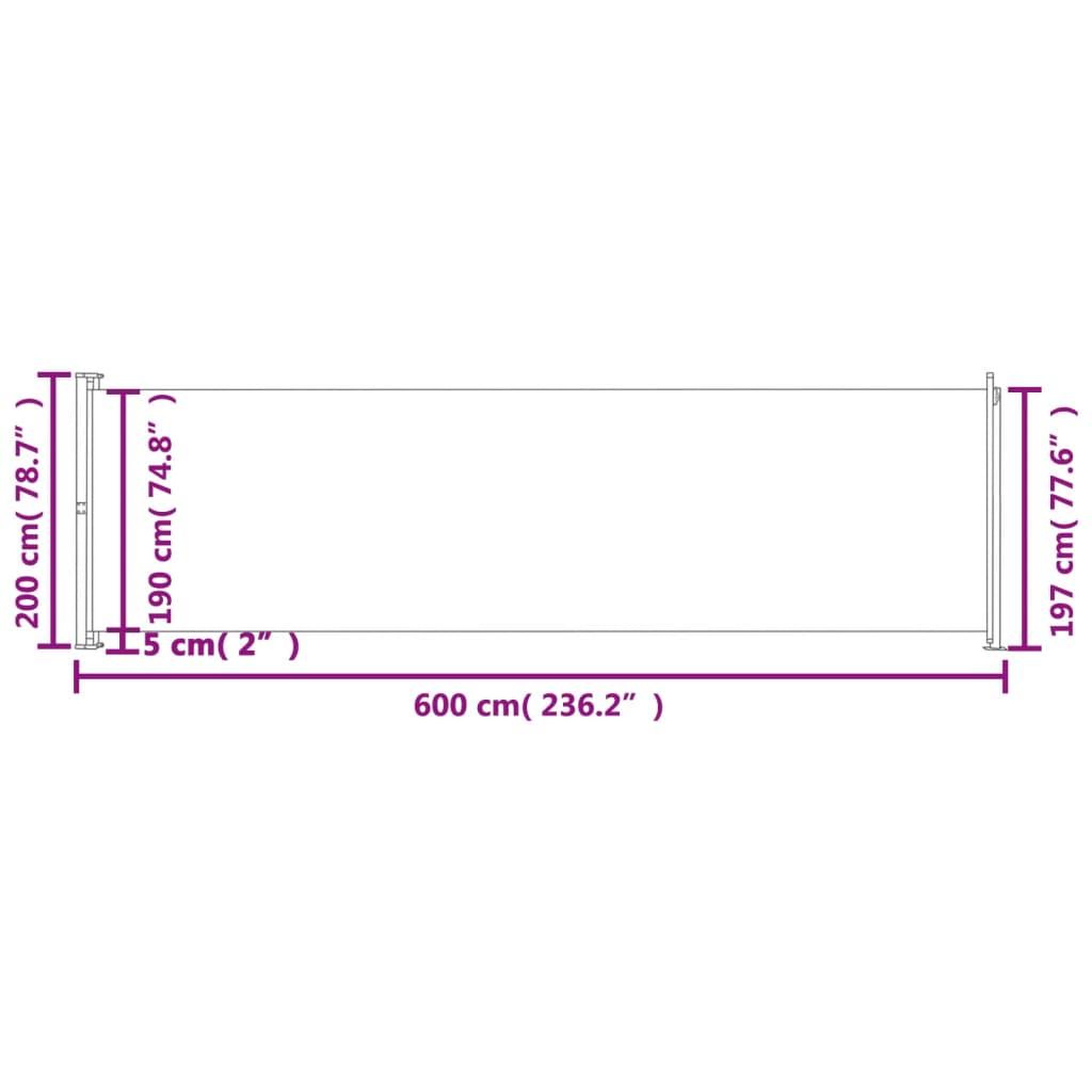Voir la diapositive 6 : VIDAXL Auvent lateral retractable de patio 200x600 cm Noir