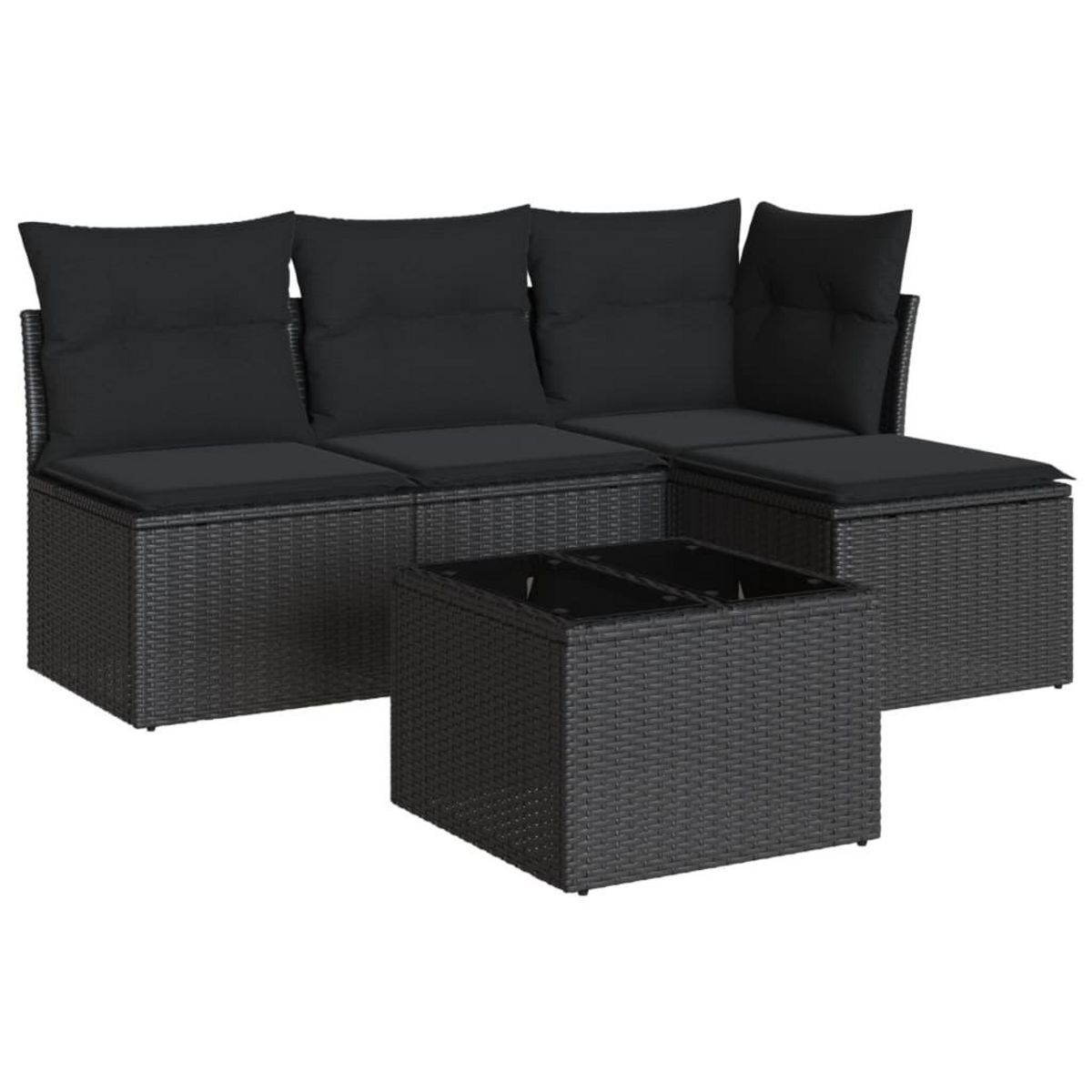 VIDAXL Salon de jardin 5 pcs avec coussins noir resine tressee