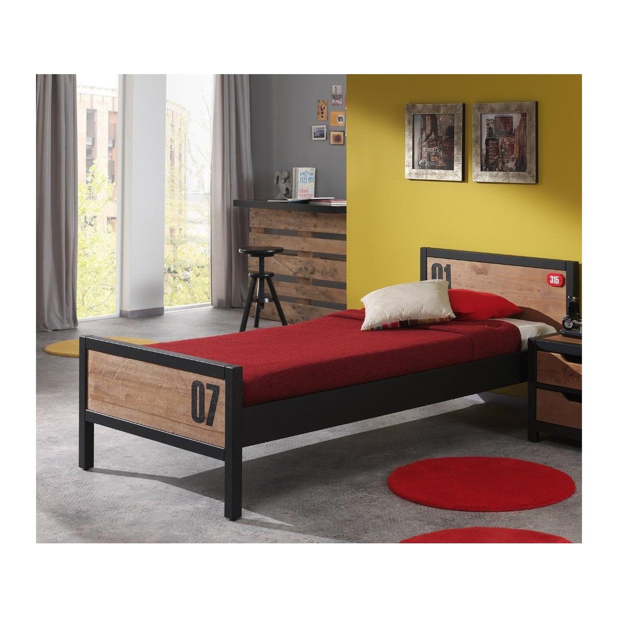 Voir la diapositive 6 : Paris Prix Lit enfant avec tiroir  alex  90x200cm marron & noir