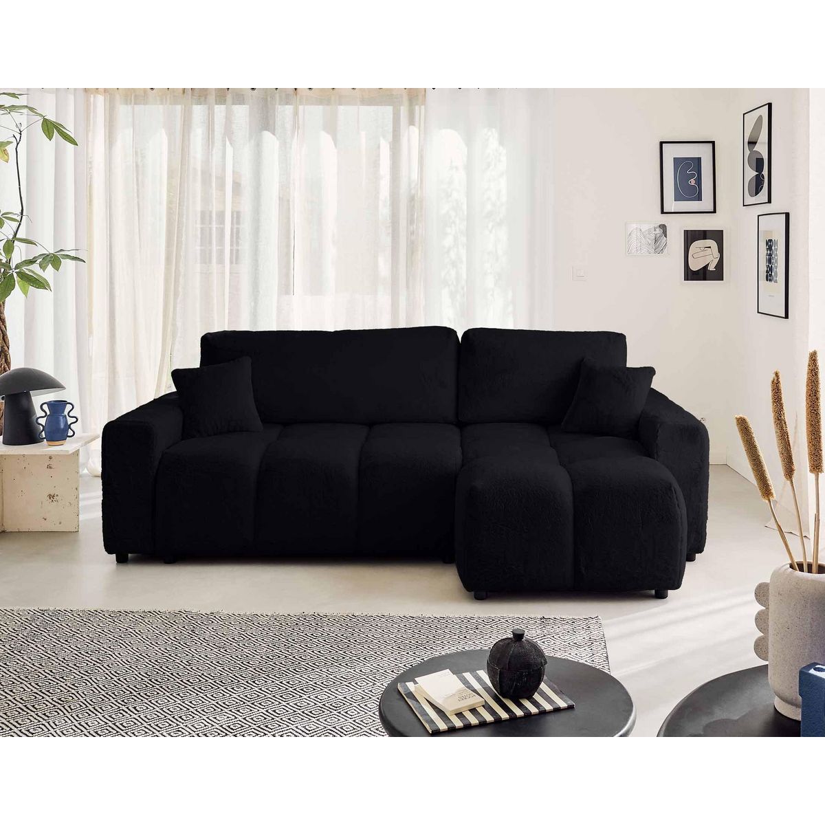 LISA DESIGN Crocus - canapé d'angle réversible - 4 places - convertible avec coffre - en fausse fourrure