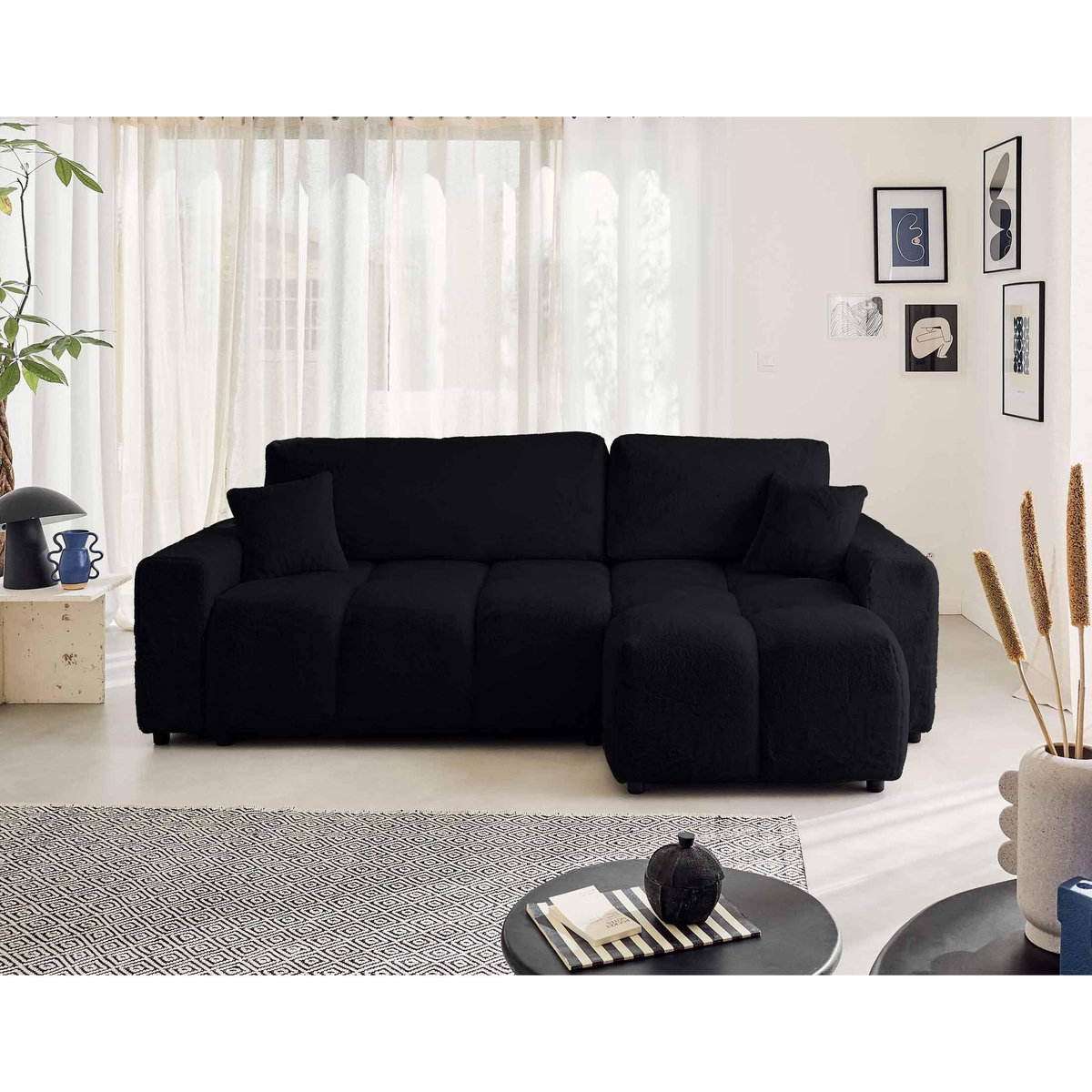 LISA DESIGN Crocus - canapé d'angle réversible - 4 places - convertible avec coffre - en fausse fourrure