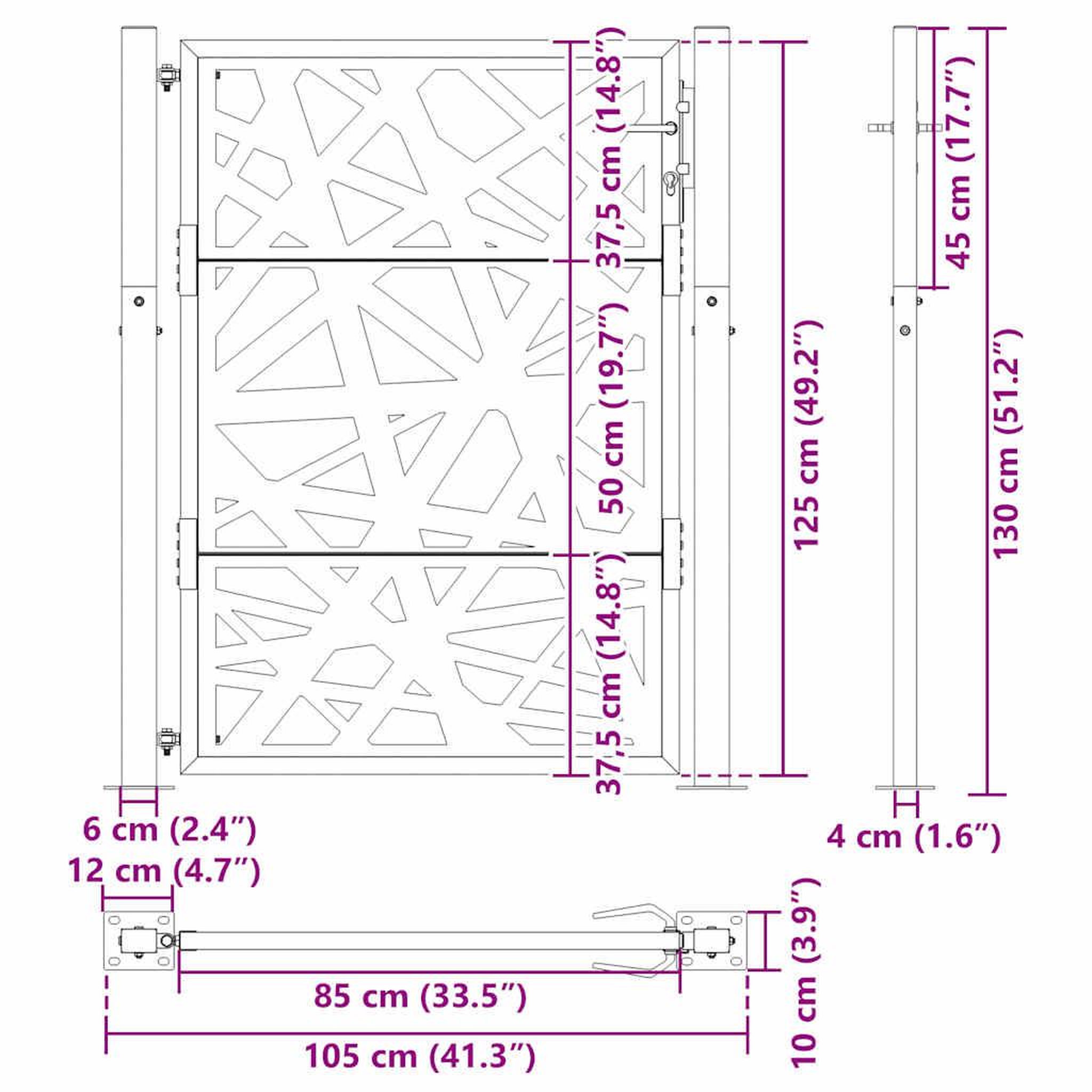 Voir la diapositive 6 : VIDAXL Porte de jardin acier resistant aux intemperies design lumiere