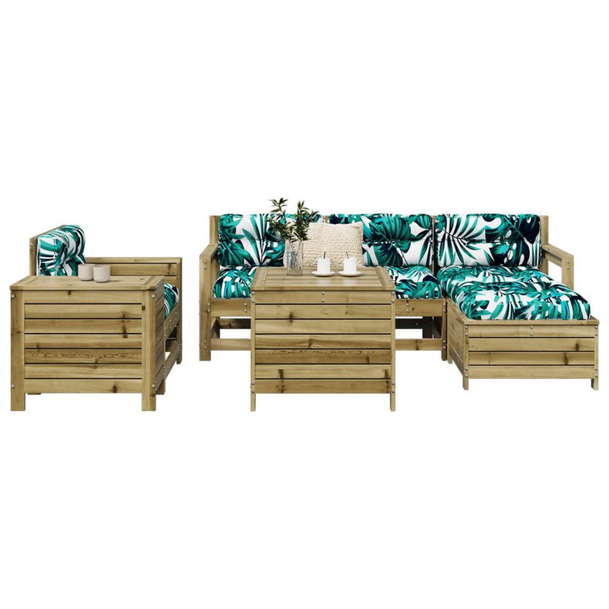 VIDAXL Salon de jardin 7 pcs bois de pin impregne