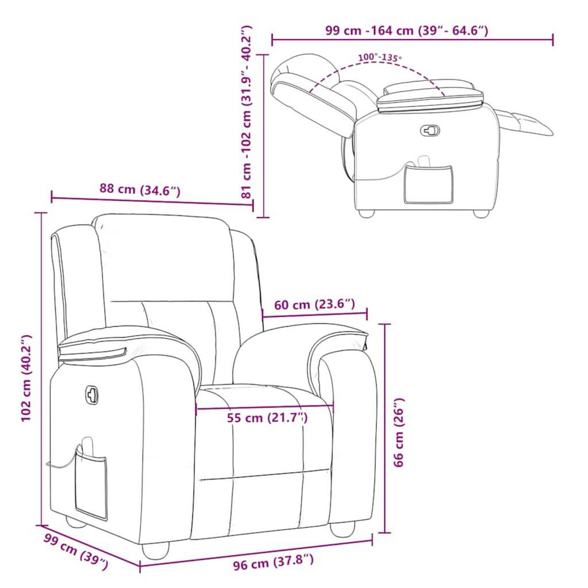 VIDAXL Fauteuil de massage inclinable Gris fonce Tissu