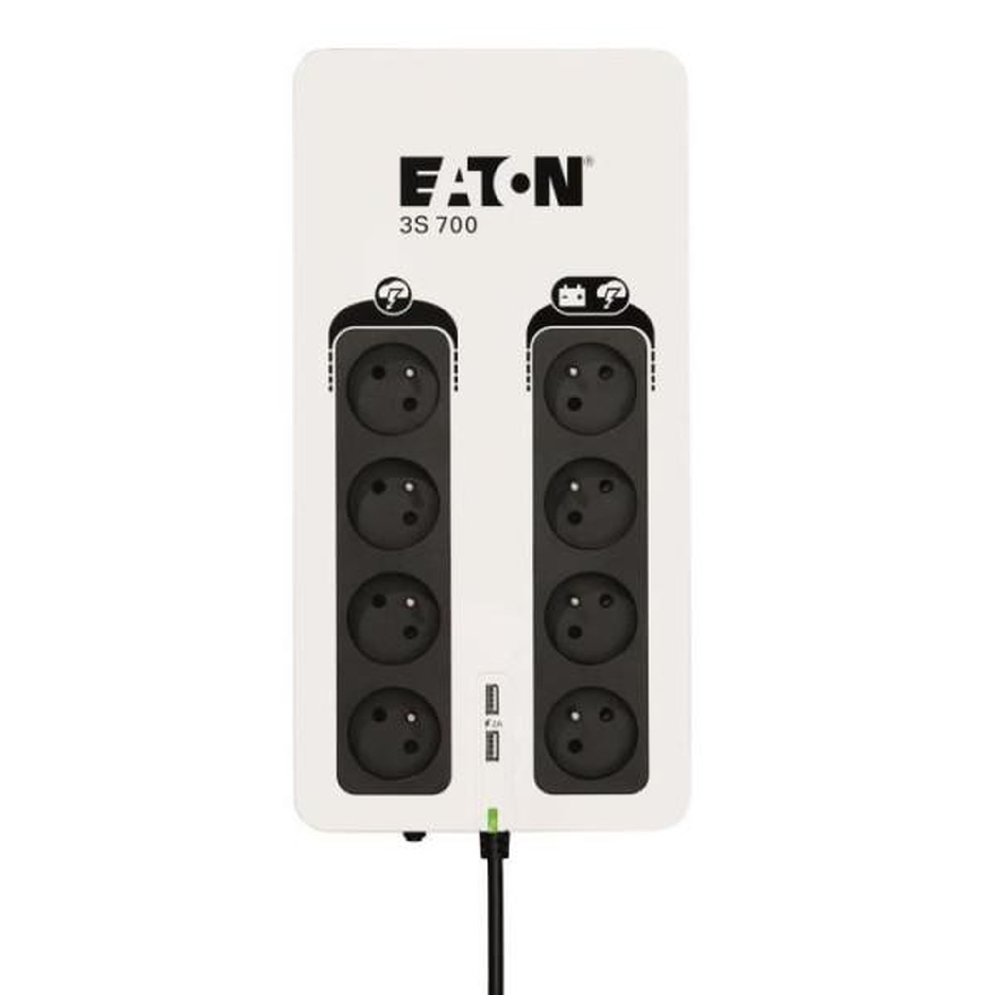 Eaton Onduleur/Multiprise/Parafoudre - EATON 3S 700 FR - Off-line UPS - 3S700F - 700VA (8 prises françaises + 1 prise protection tel