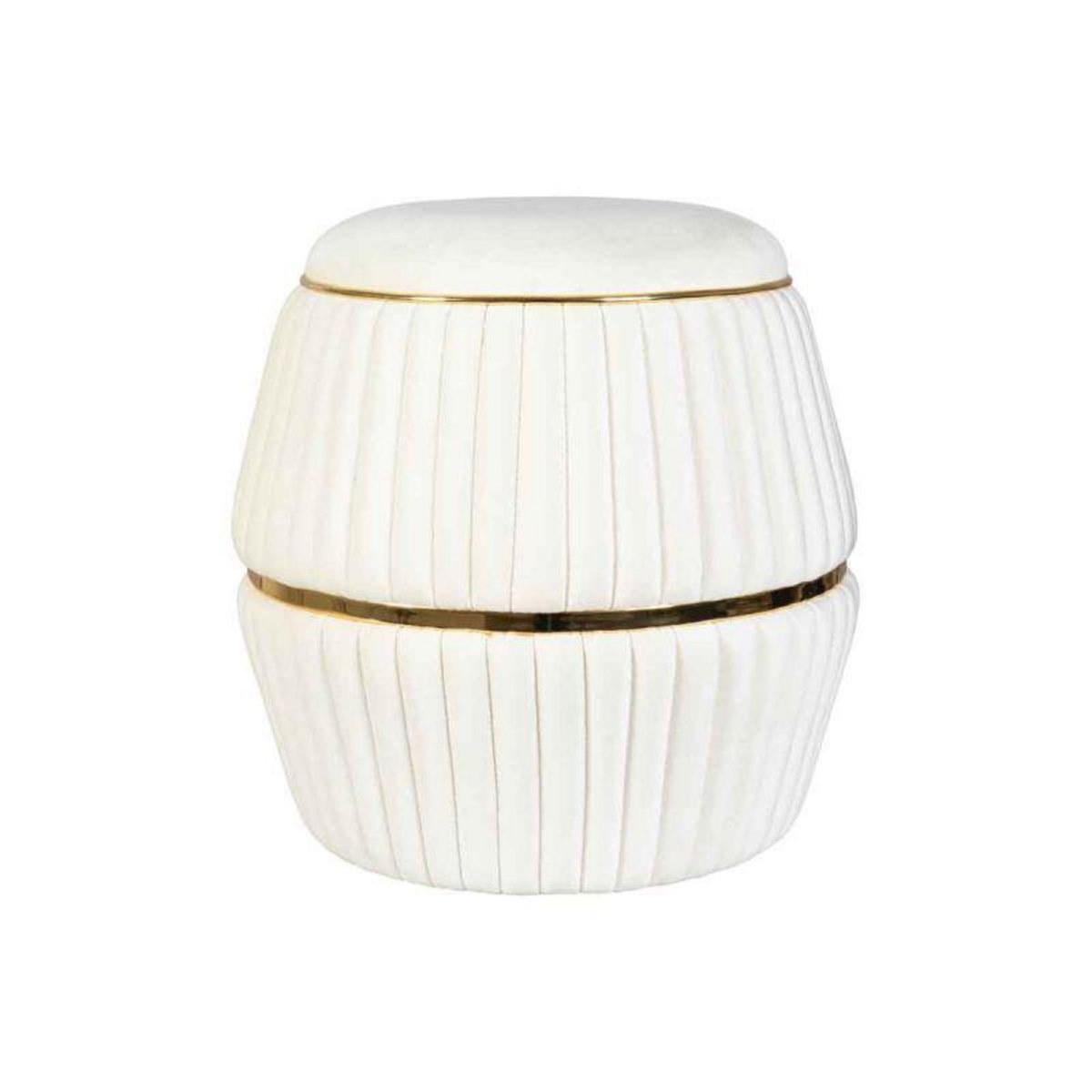 Paris Prix Pouf Rond Design  Doric  53cm Ivoire & Or