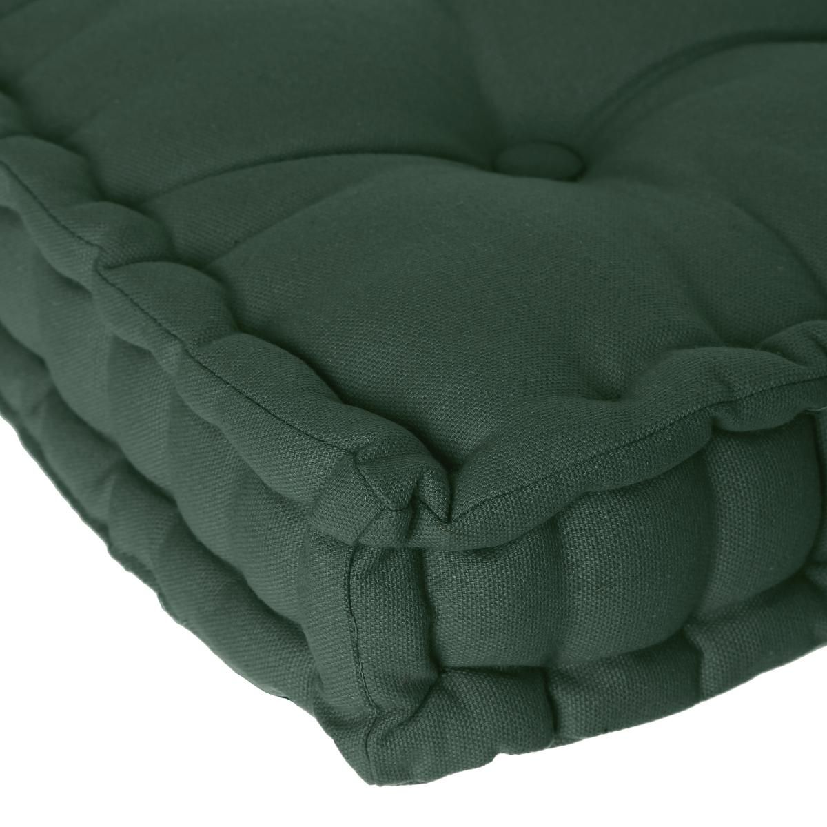 ATMOSPHERA Coussin de sol uni carré en coton 4 points
