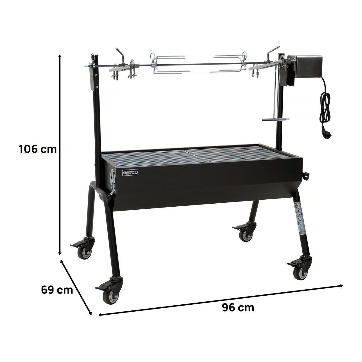 Habitat et Jardin Rôtissoire charbon avec broche électrique  Senator  - Noir