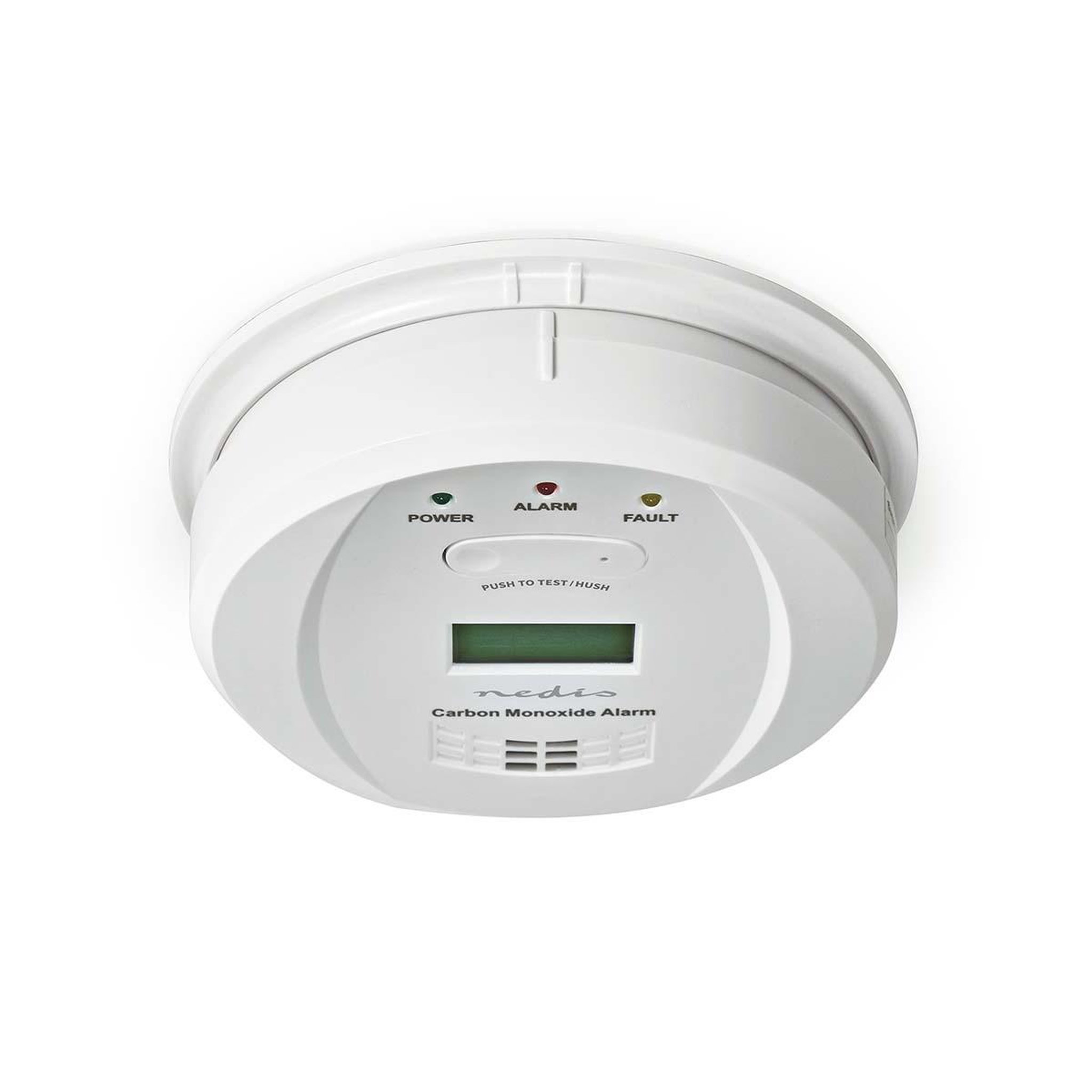 Voir la diapositive 3 : NEDIS Détecteur de Monoxyde de Carbone CO écran Alarme 85dB 2 piles AA incluses Bouton Test/Silence Nedis