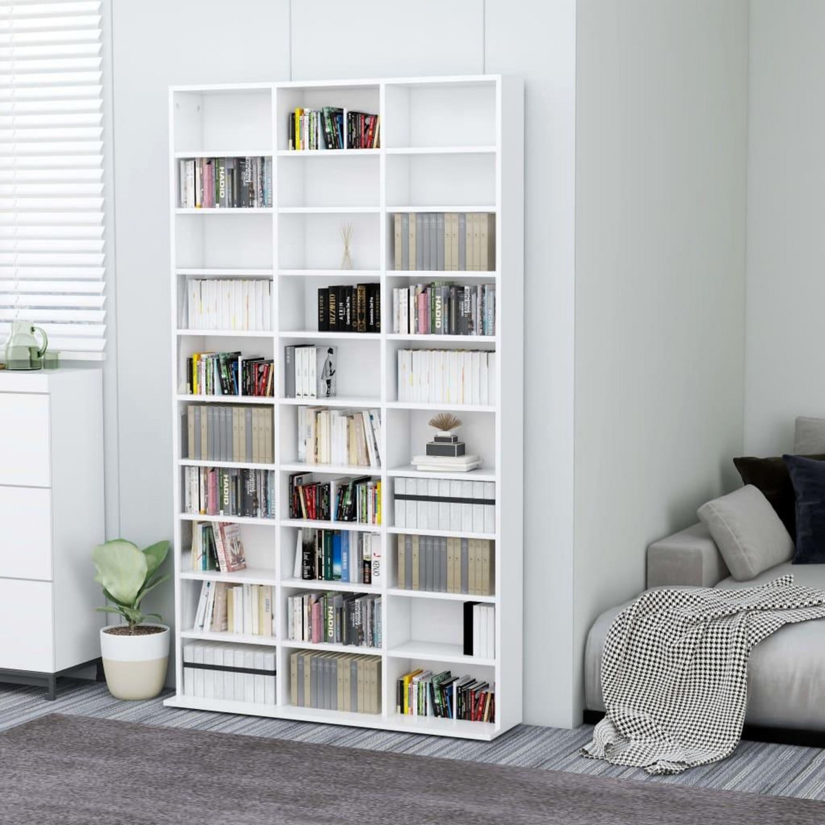 VIDAXL Armoire a CD Blanc 102x16x177,5 cm Bois d'ingenierie