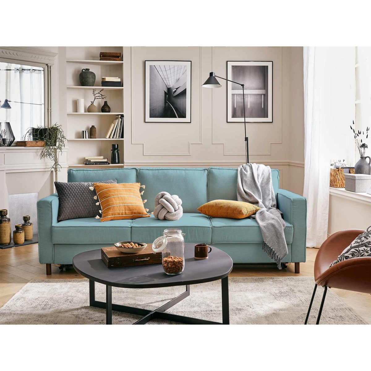 LISA DESIGN Jake - canapé 3 places - convertible - en velours côtelé