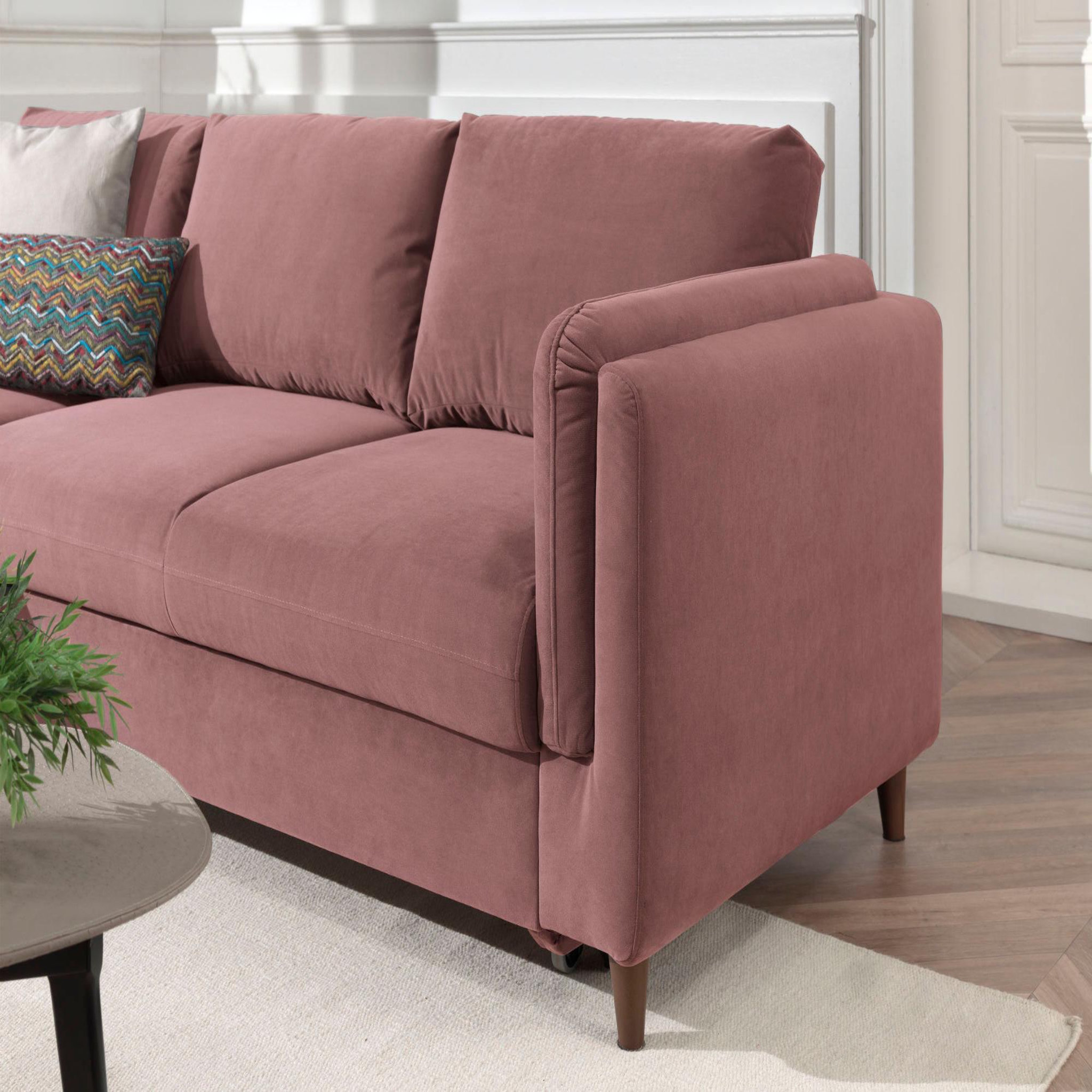 Voir la diapositive 5 : BEST MOBILIER Brooke - canapé d'angle gauche - convertible avec coffre - 4 places - en velours