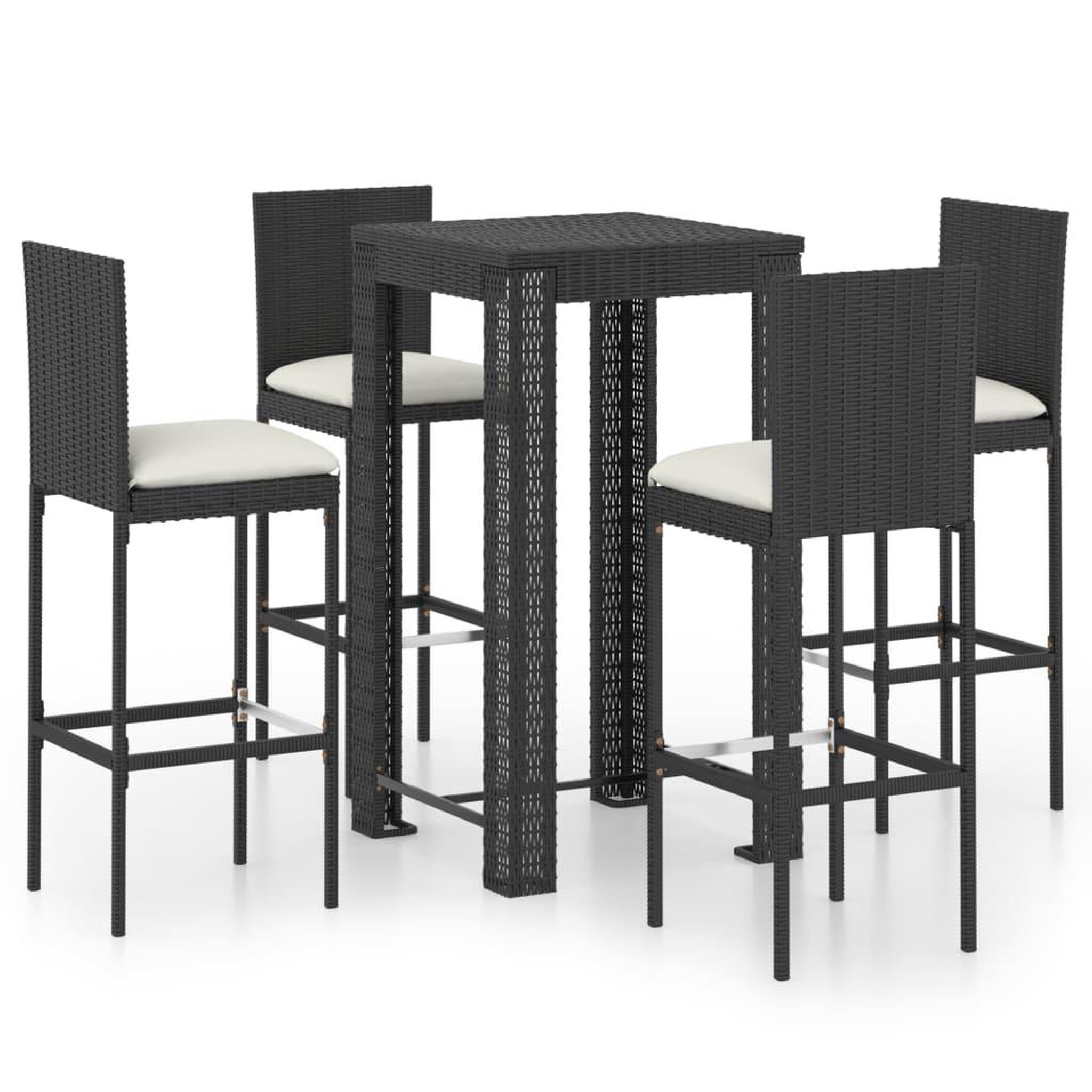 Voir la diapositive 2 : VIDAXL Ensemble de bar d'exterieur 5 pcs coussins Resine tressee Noir
