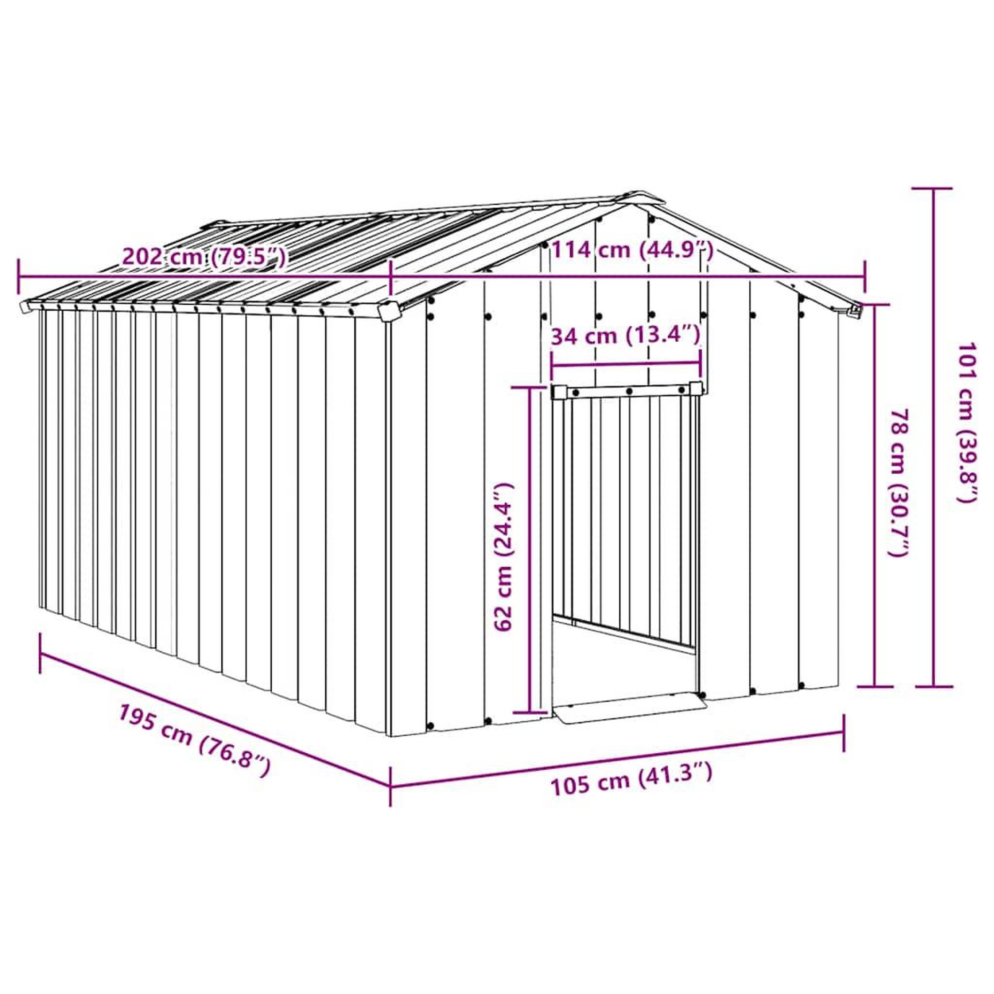Voir la diapositive 6 : VIDAXL Niche pour chien avec toit noir 114x202x101 cm acier galvanise