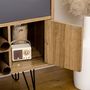 Voir la diapositive 5 : HOMCOM Meuble TV banc TV design industriel graphique - 4 tiroirs, 4 niches, porte - piètement épingle métal noir aspect bois