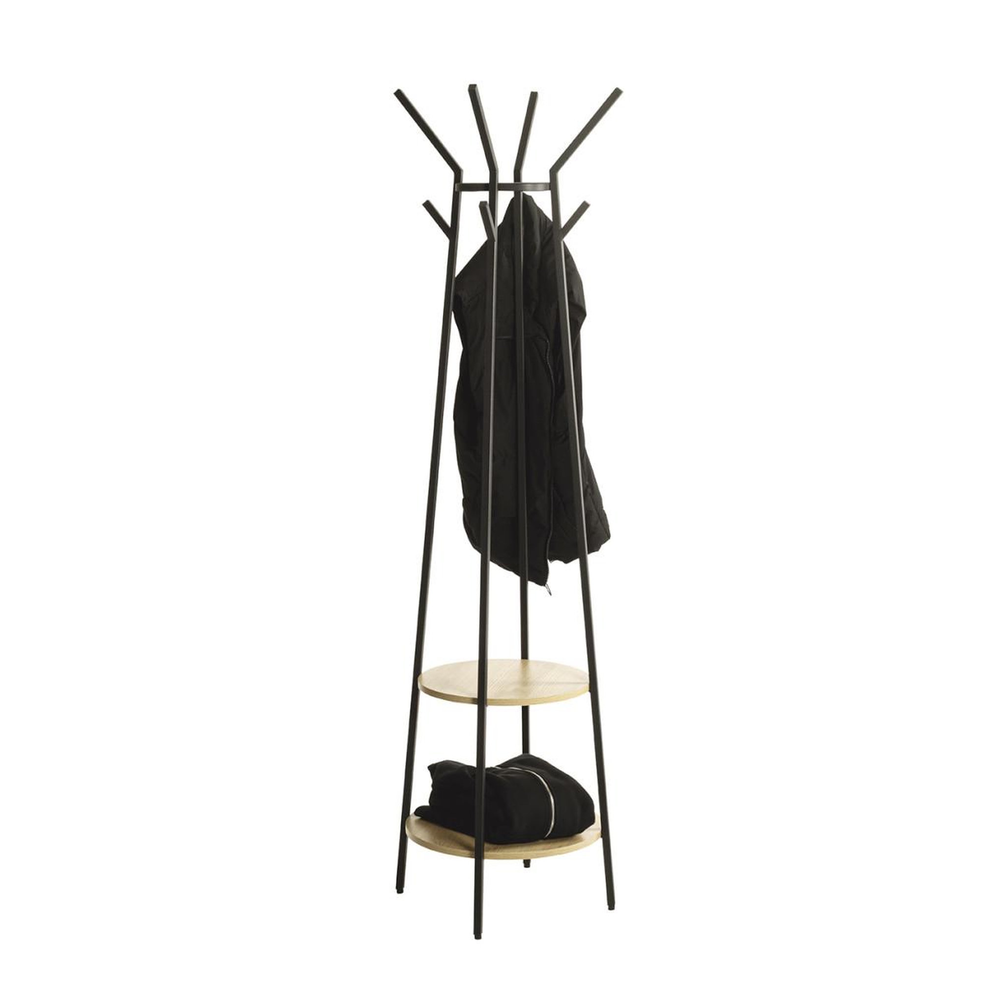 Voir la diapositive 3 : Paris Prix Porte-manteau 8 crochets  perth  170cm noir & chêne