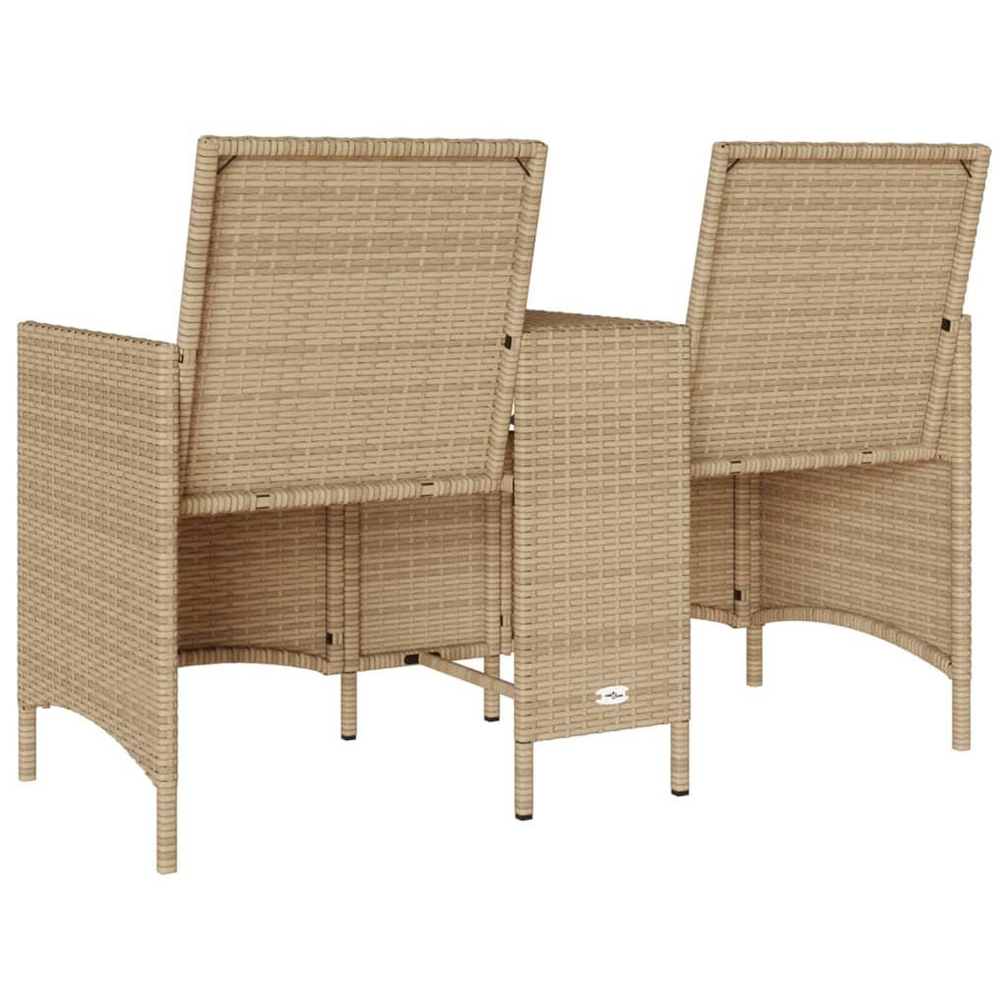 Voir la diapositive 5 : VIDAXL Canape de jardin 2 places avec table et coussins resine tressee