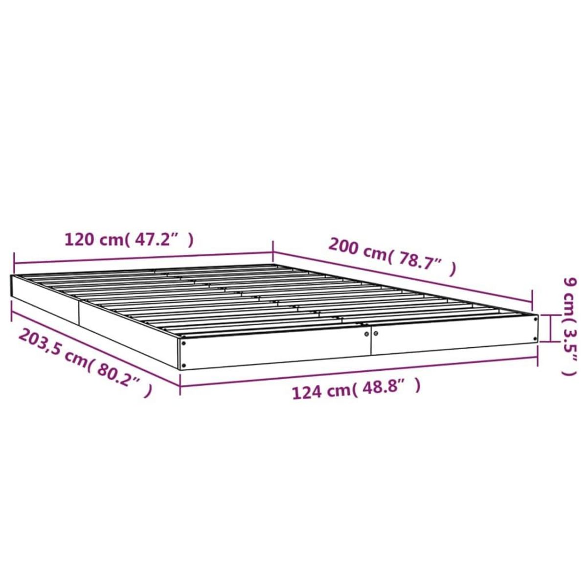 VIDAXL Cadre de lit sans matelas blanc 120x200 cm bois de pin massif