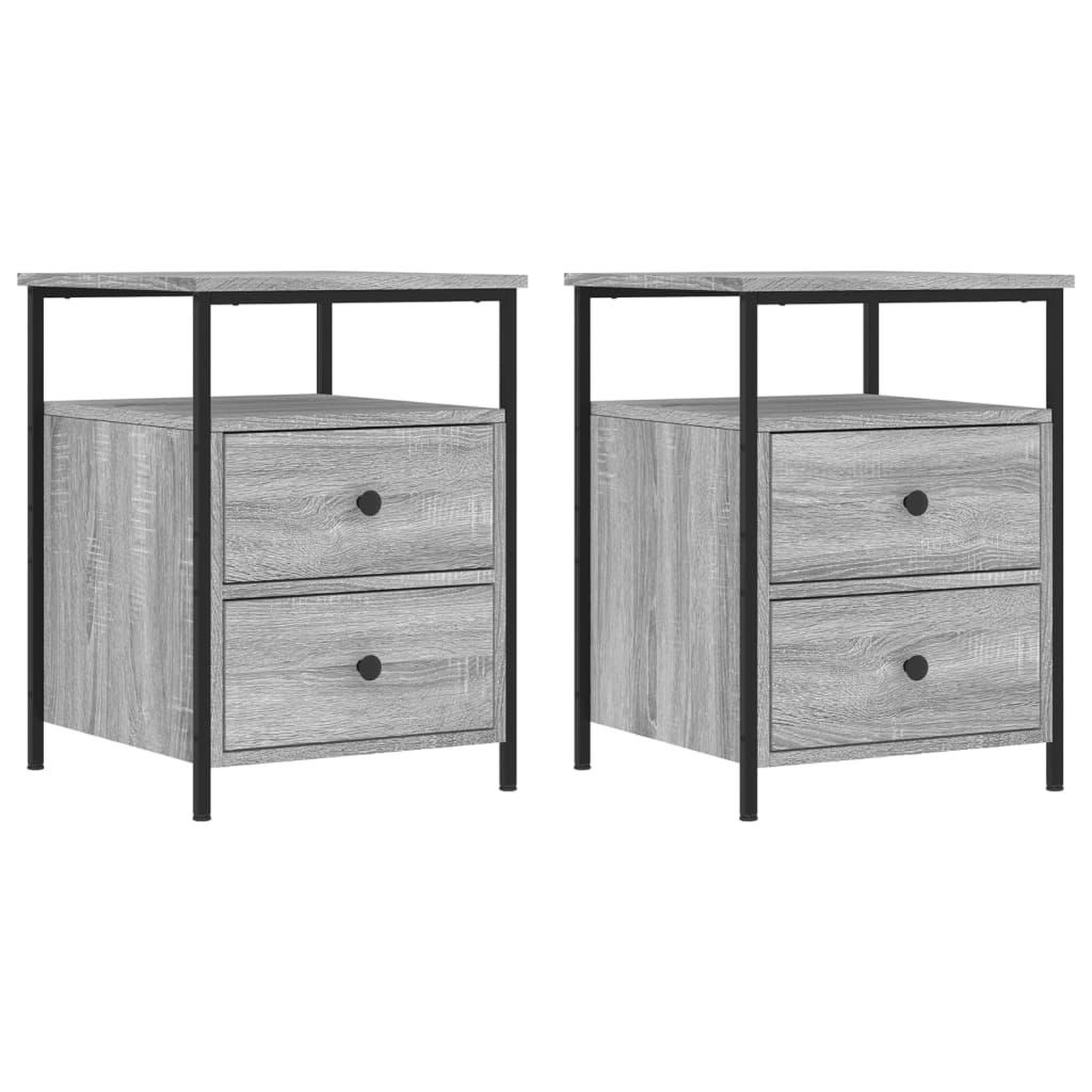 Voir la diapositive 2 : VIDAXL Tables de chevet 2 pcs sonoma gris 44x45x60cm bois d'ingenierie
