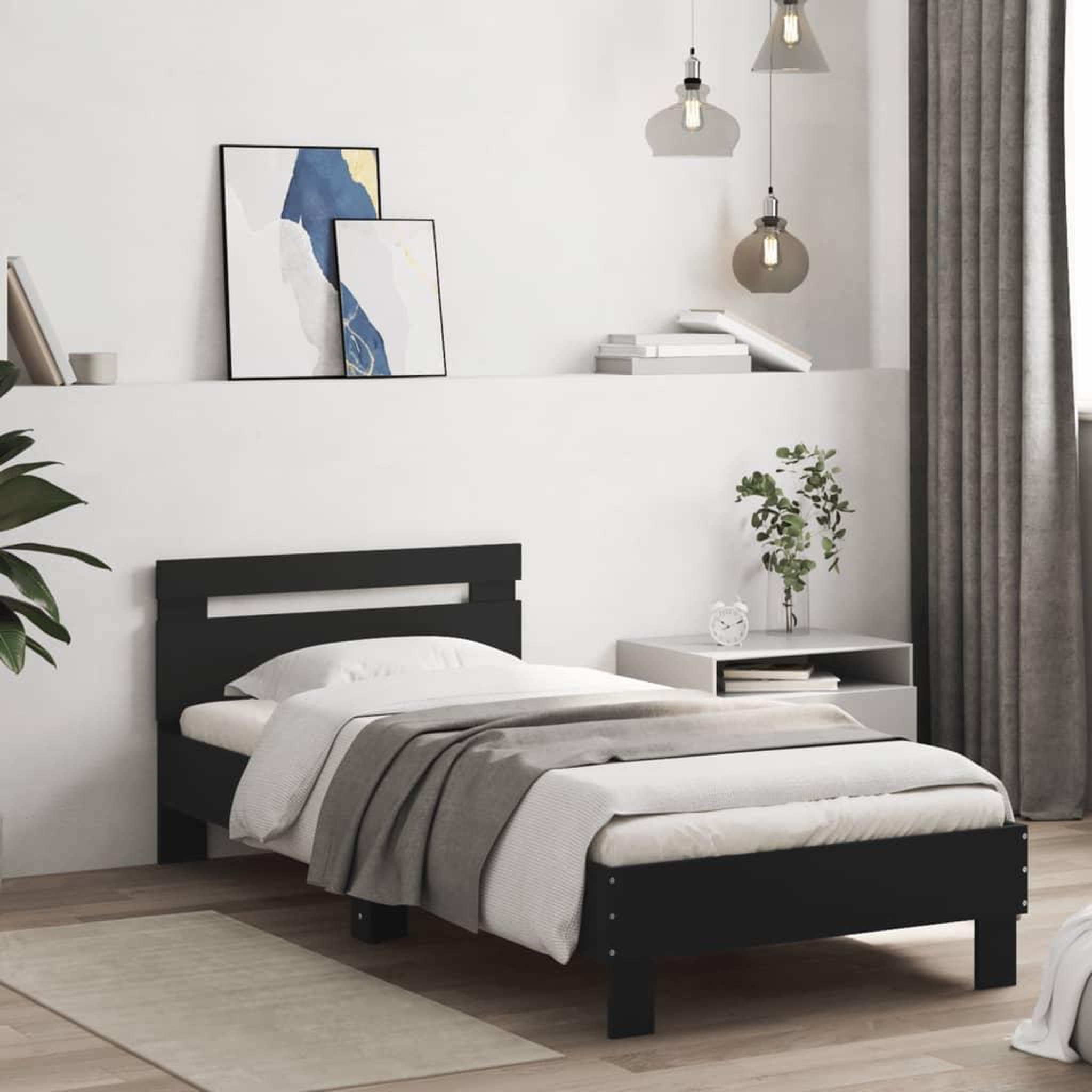 Voir la diapositive 3 : VIDAXL Cadre de lit sans matelas avec lumieres LED noir 75x190 cm