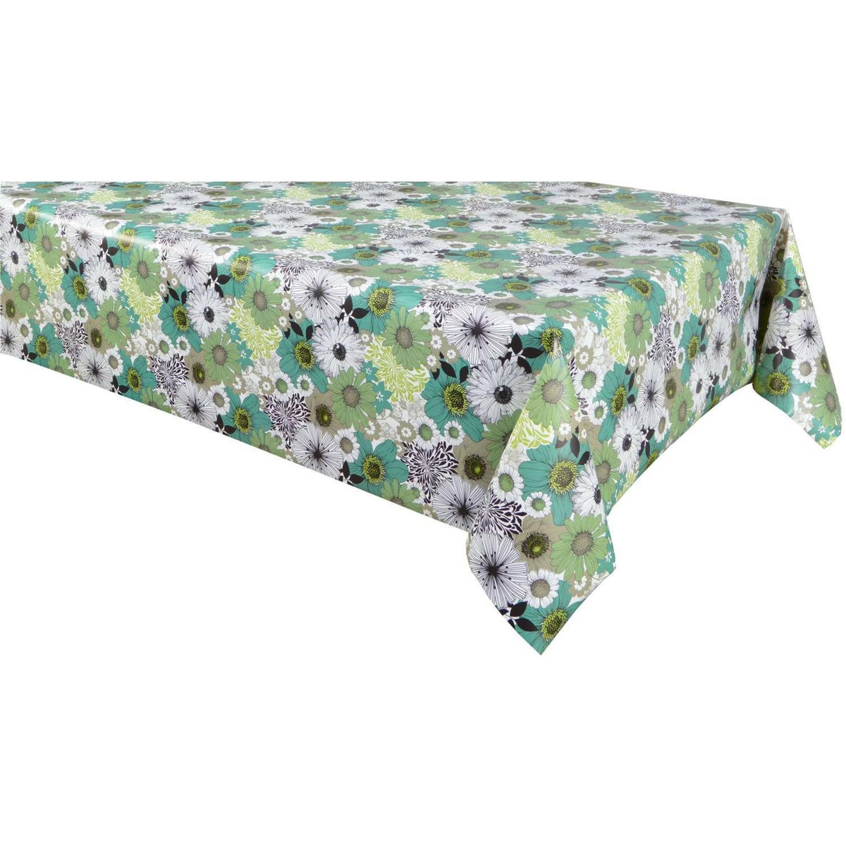 HABITABLE Nappe en toile cirée rectangulaire Champs - 140 x 200 cm - Vert