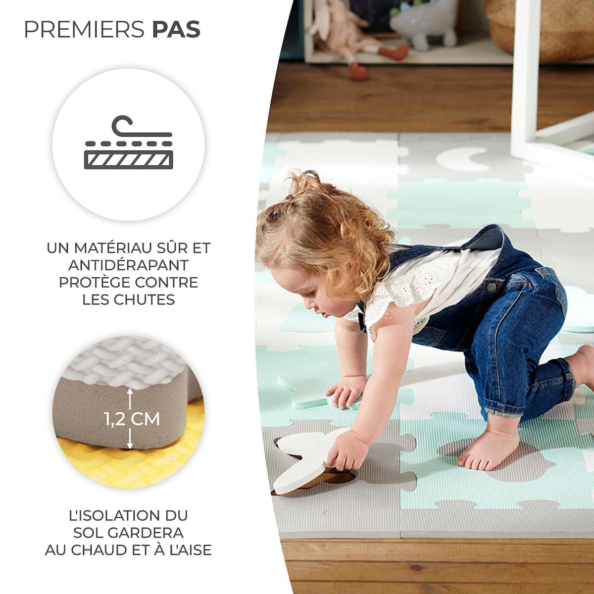 KINDERKRAFT Tapis en mousse 2 en 1 - tapis puzzle pour bébé