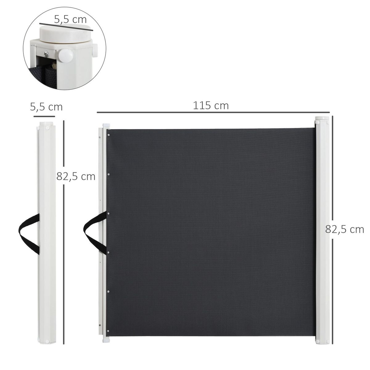 PAWHUT Barrière de sécurité barrière animaux rétractable automatique 1,15L x 0,83H m teslin métal gris