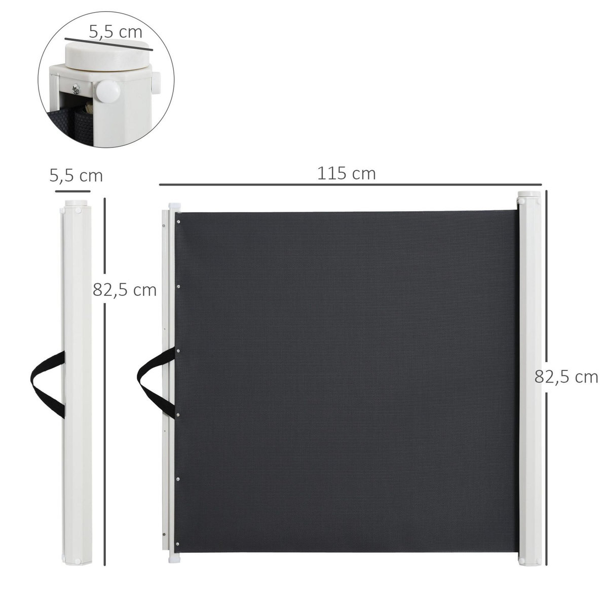 PAWHUT Barrière de sécurité barrière animaux rétractable automatique 1,15L x 0,83H m teslin métal gris