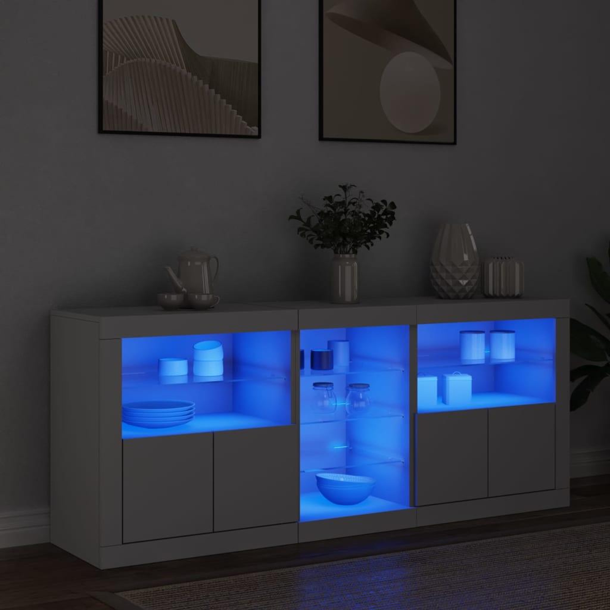 VIDAXL Buffet avec lumieres LED blanc 162x37x67 cm