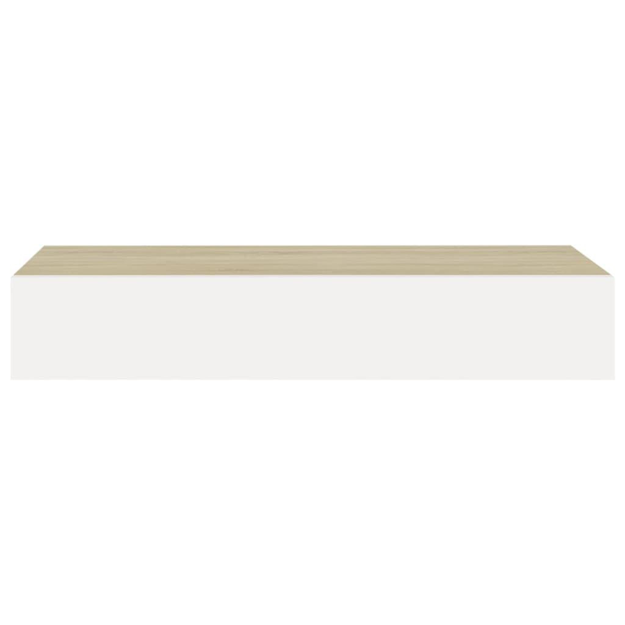 Voir la diapositive 5 : VIDAXL Etageres a tiroir murales 2 pcs Chene et blanc 60x23,5x10cm MDF