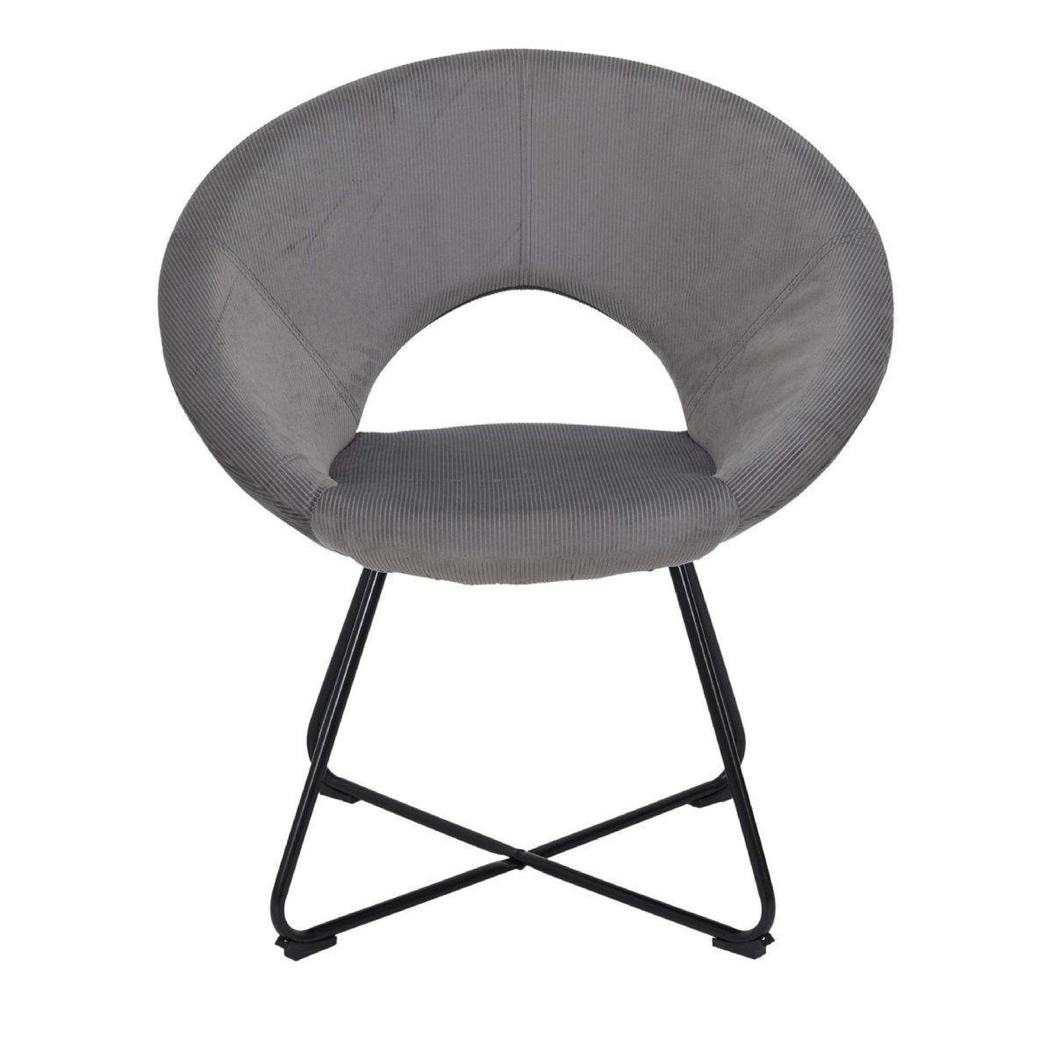 Voir la diapositive 5 : The Home Deco Factory Fauteuil design velours côtelé  giulia  84cm gris