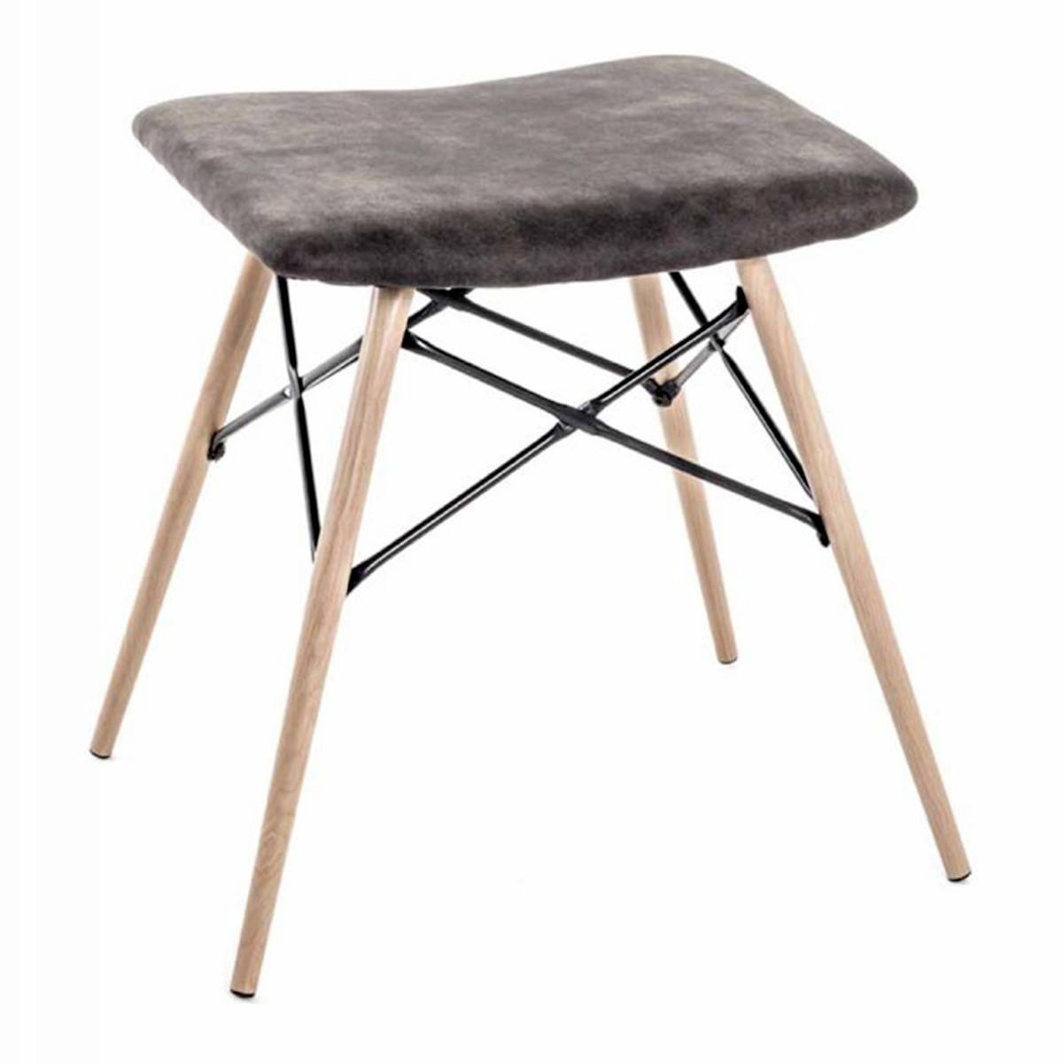 Paris Prix Tabouret Design en Bois  Lexie  48cm Gris