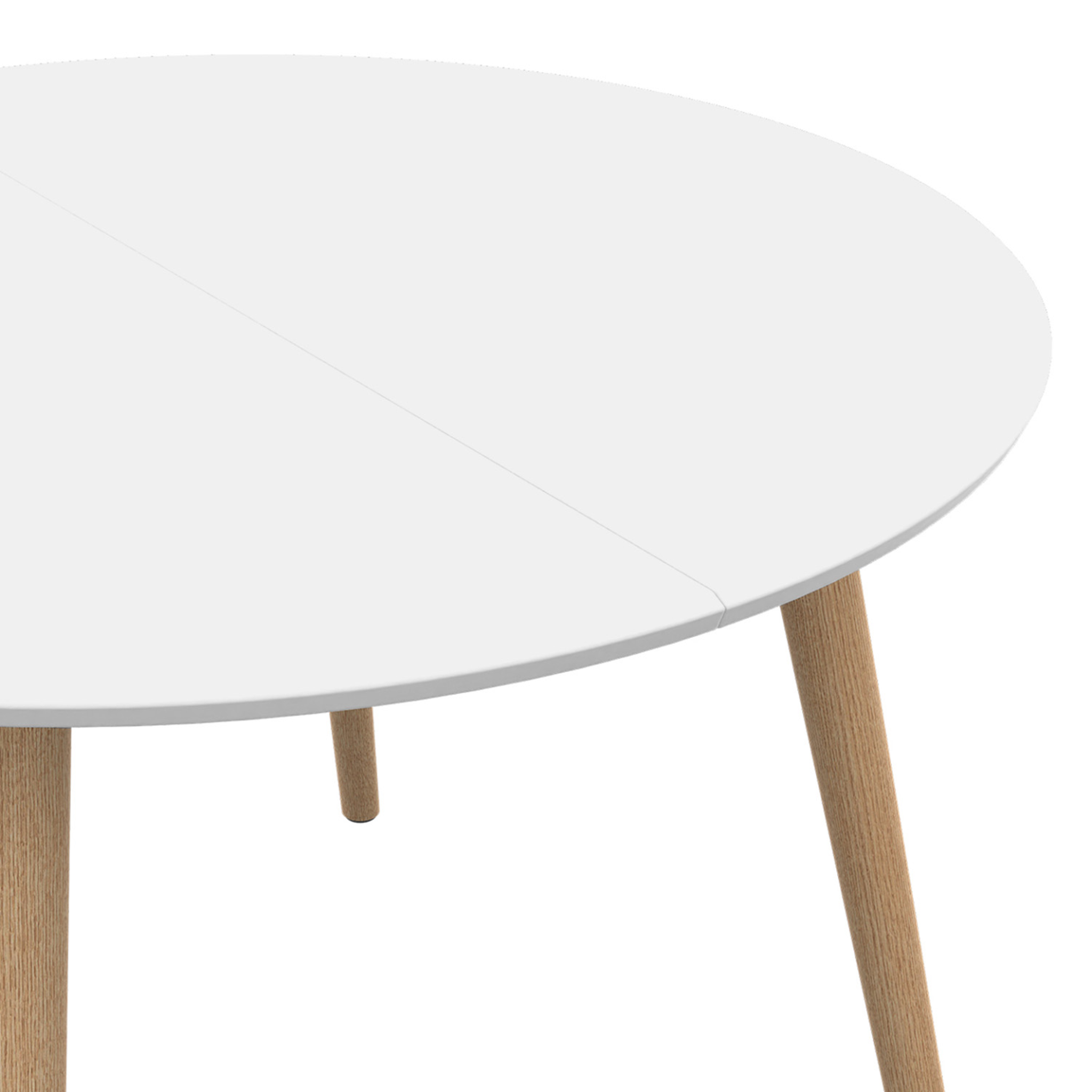 Voir la diapositive 5 : ID MARKET Table à manger fixe ronde angela 4-6 personnes blanc pieds bois 110 cm