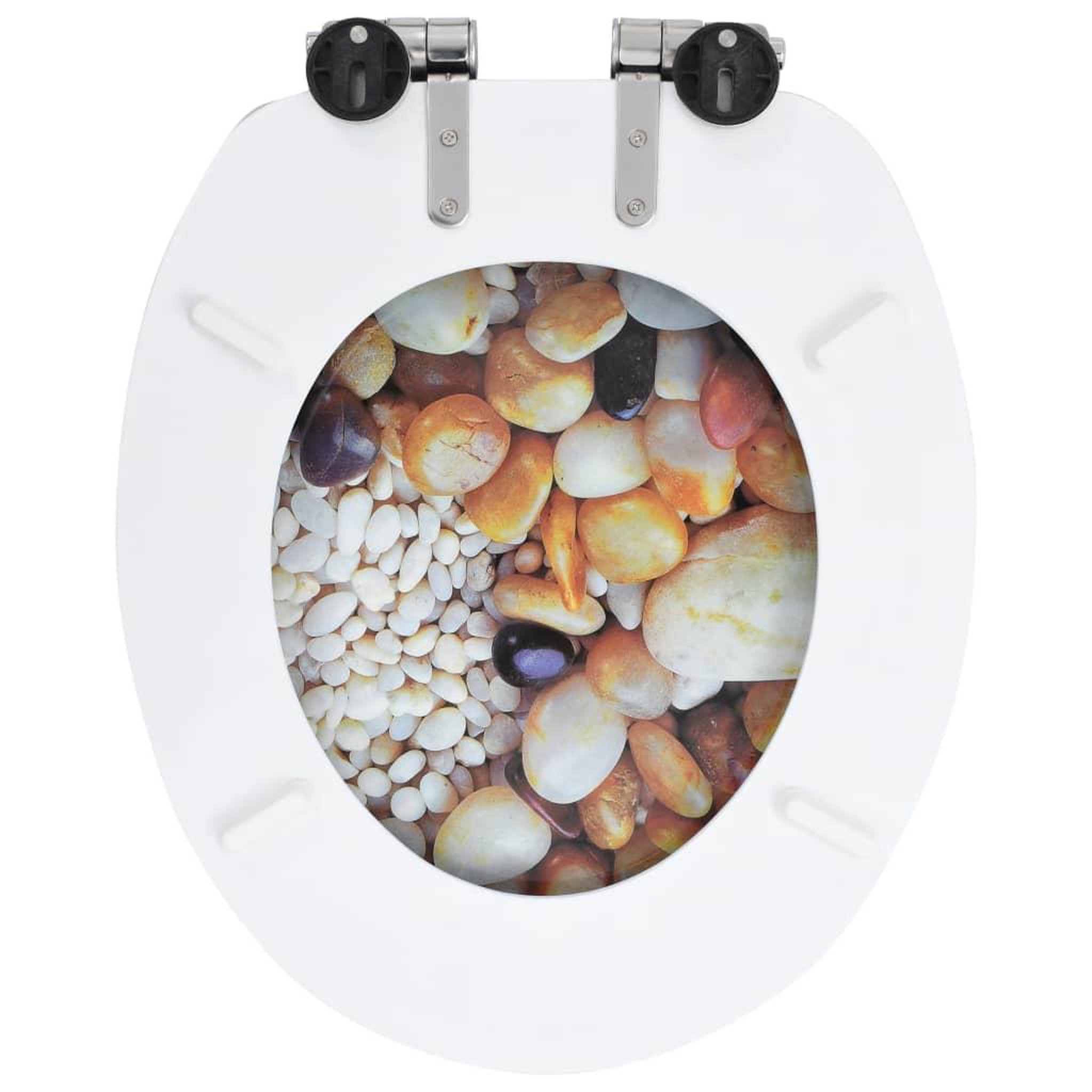 Voir la diapositive 5 : VIDAXL Siege de toilette MDF Couvercle a fermeture en douceur Cailloux