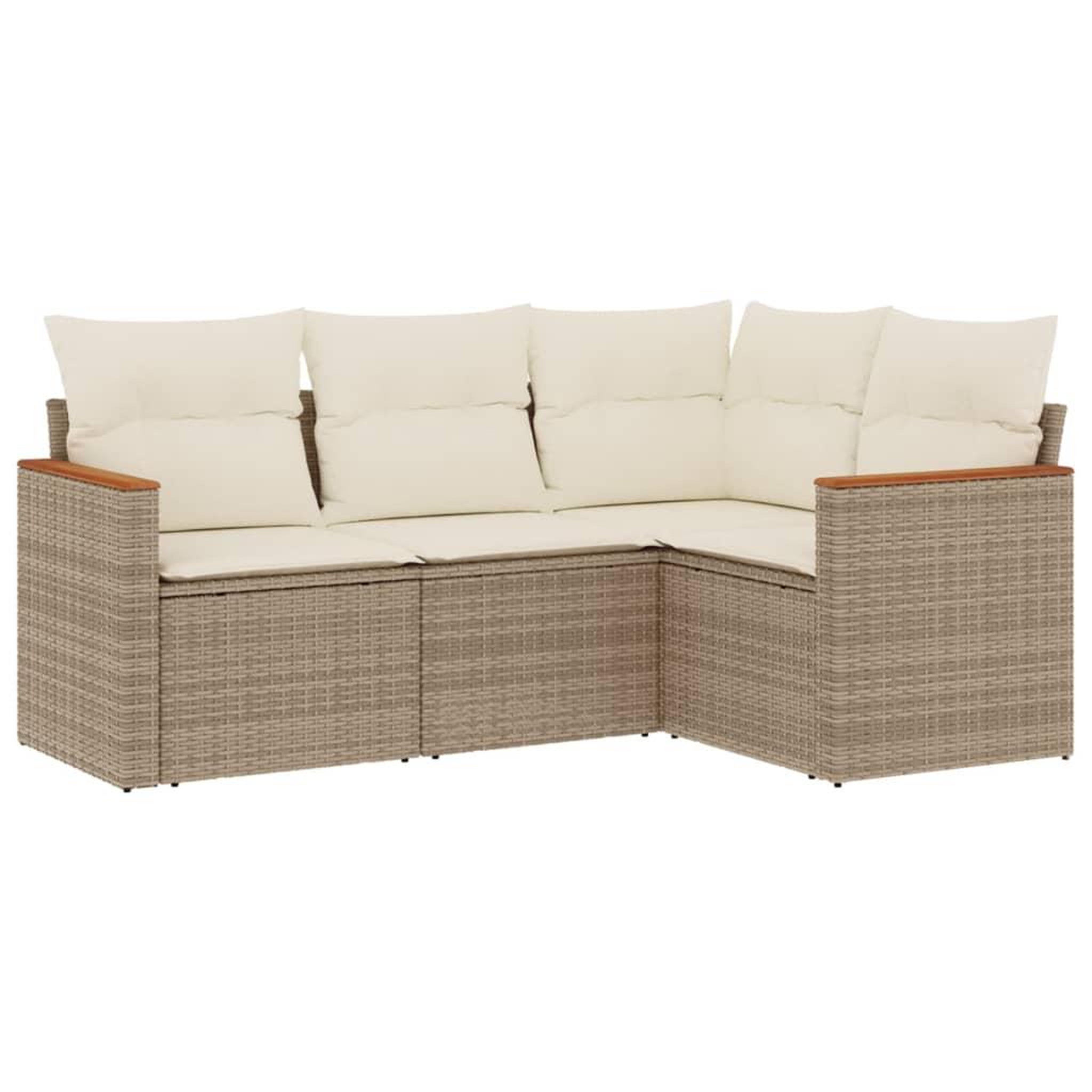 Voir la diapositive 2 : VIDAXL Salon de jardin avec coussins 4 pcs beige resine tressee