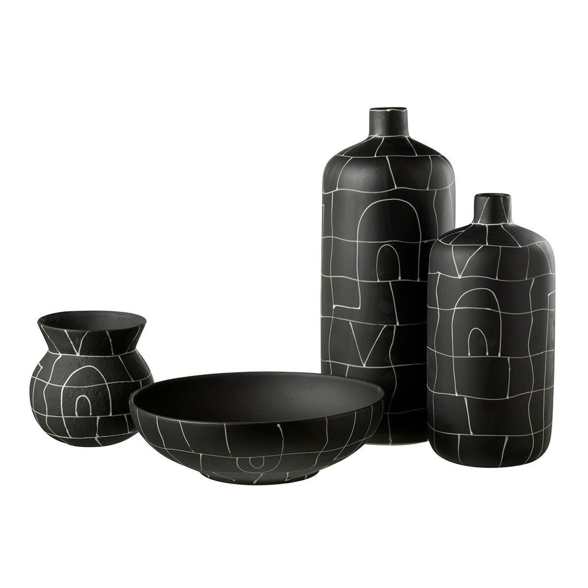 Voir la diapositive 3 : J-LINE Vase bouteille en céramique  japan  50cm noir