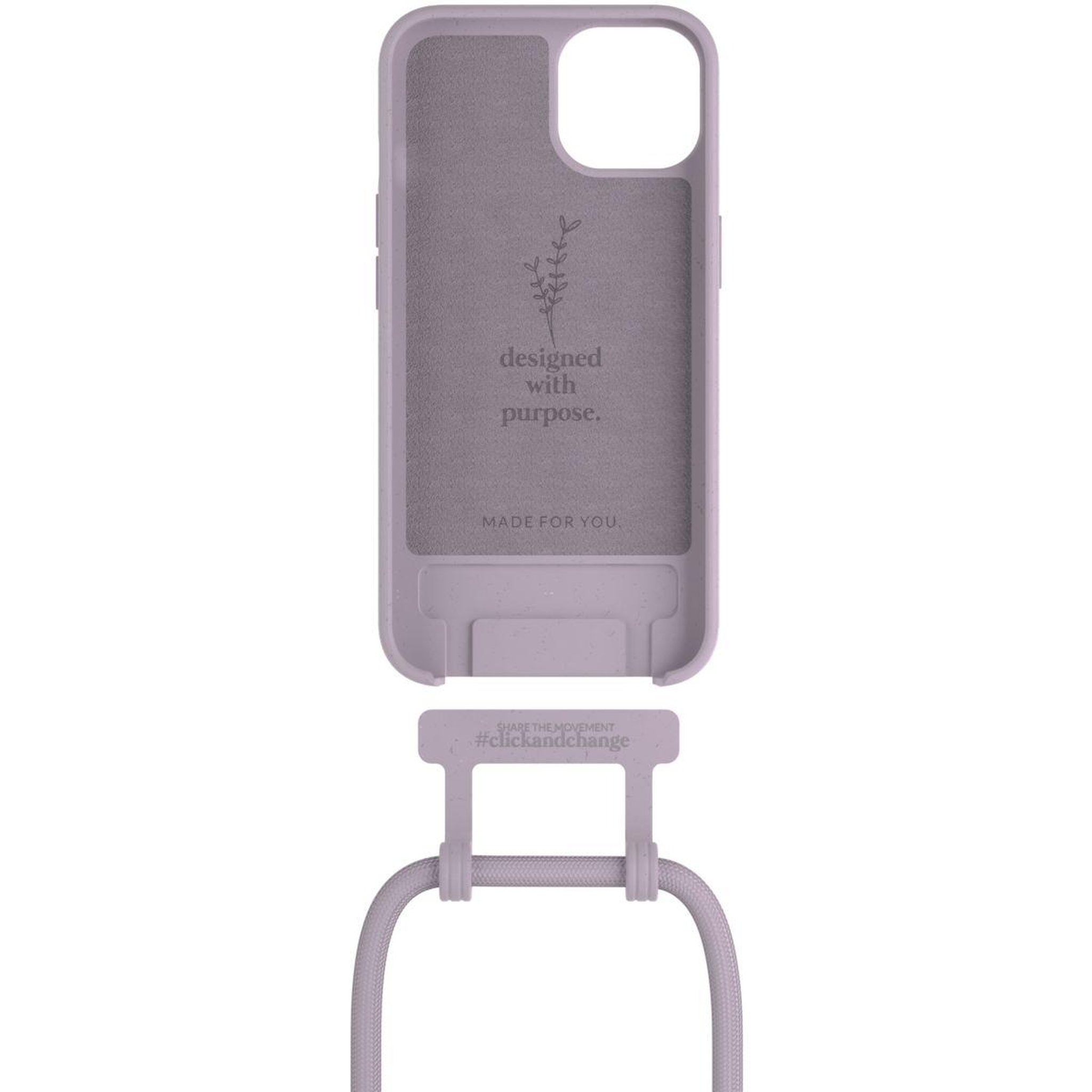 Voir la diapositive 3 : WOODCESSORIES Coque avec cordon iPhone 14 Plus Tour de cou lila