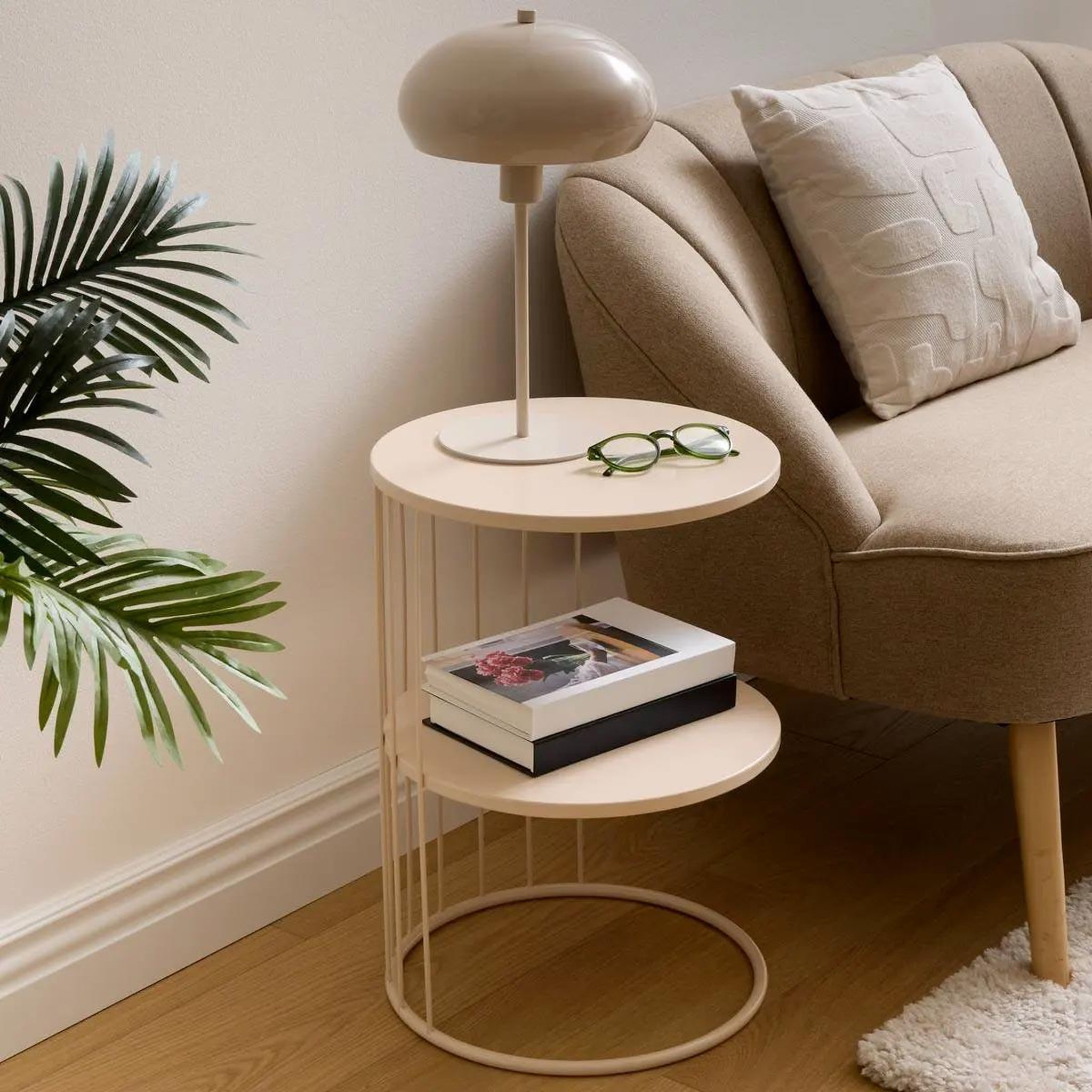 Voir la diapositive 5 : ATMOSPHERA Table d'Appoint Design Métal  Kobu  52cm Beige