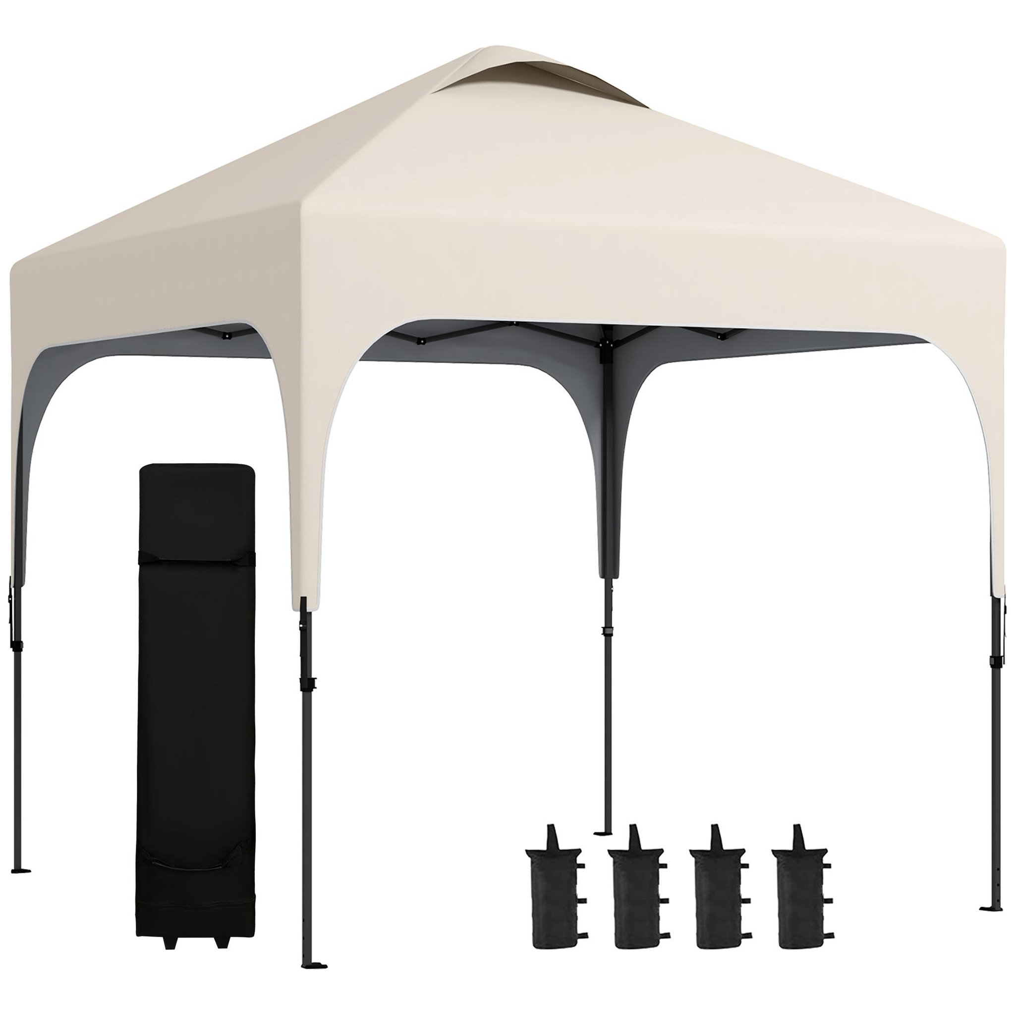 OUTSUNNY Tonnelle barnum automatique pop-up dim. 2,53L x 2,53l x 2,68H m hauteur réglable nombreux accessoires inclus acier oxford beige