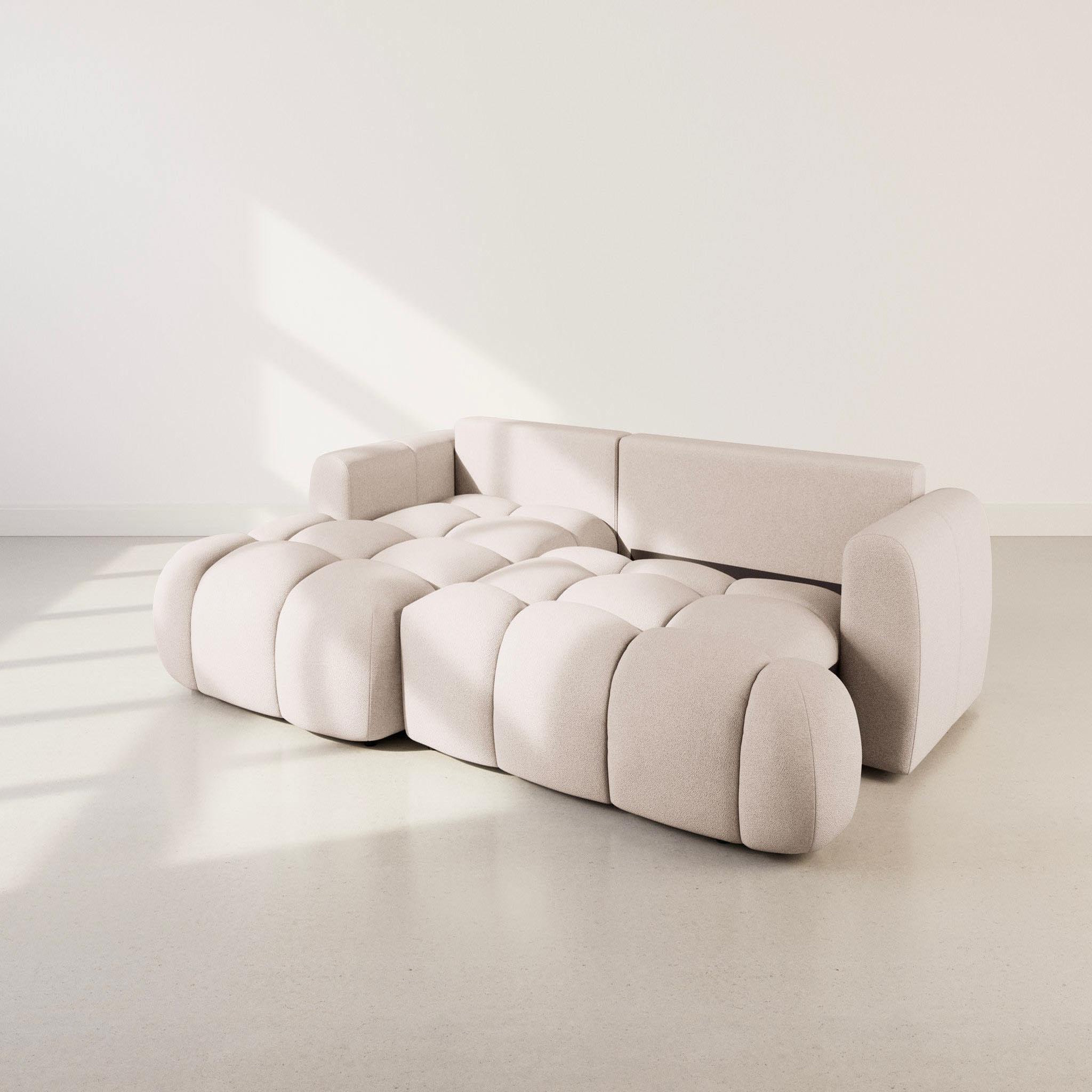 Voir la diapositive 5 : BEST MOBILIER Yulin - canapé d'angle gauche 4 places convertible avec coffre en tissu bouclette