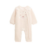 Petit Béguin Surpyjama bébé en sherpa Matcha. Coloris disponibles : Rose