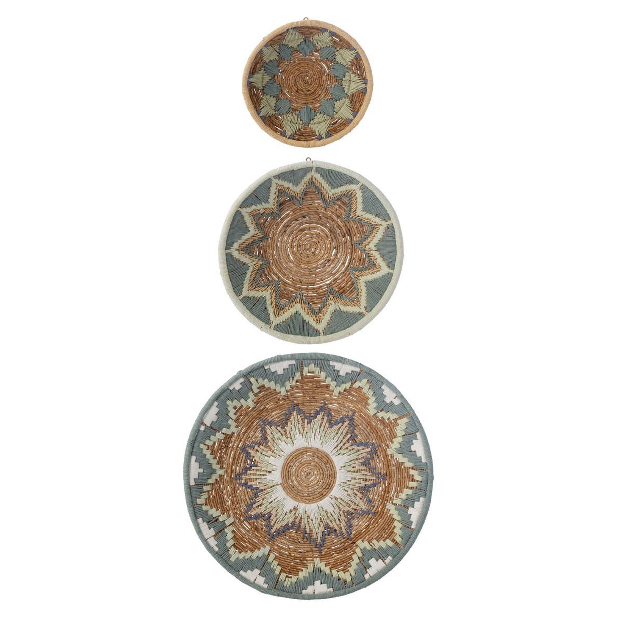 J-LINE Lot de 3 déco murales  branche bananier  76cm bleu clair