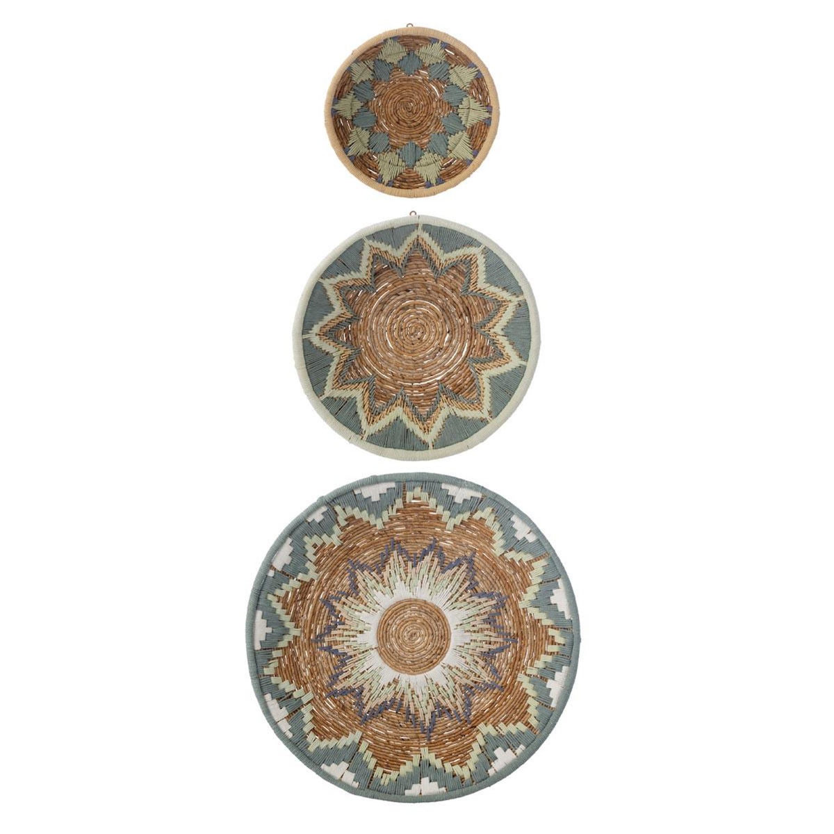Paris Prix Lot de 3 Déco Murales  Branche Bananier  76cm Bleu Clair
