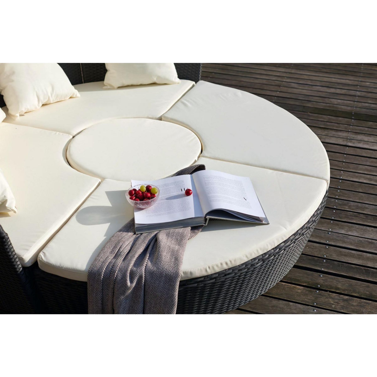 CONCEPT USINE Salon de jardin 4-6 pers en résine tressée gris CIRCA
