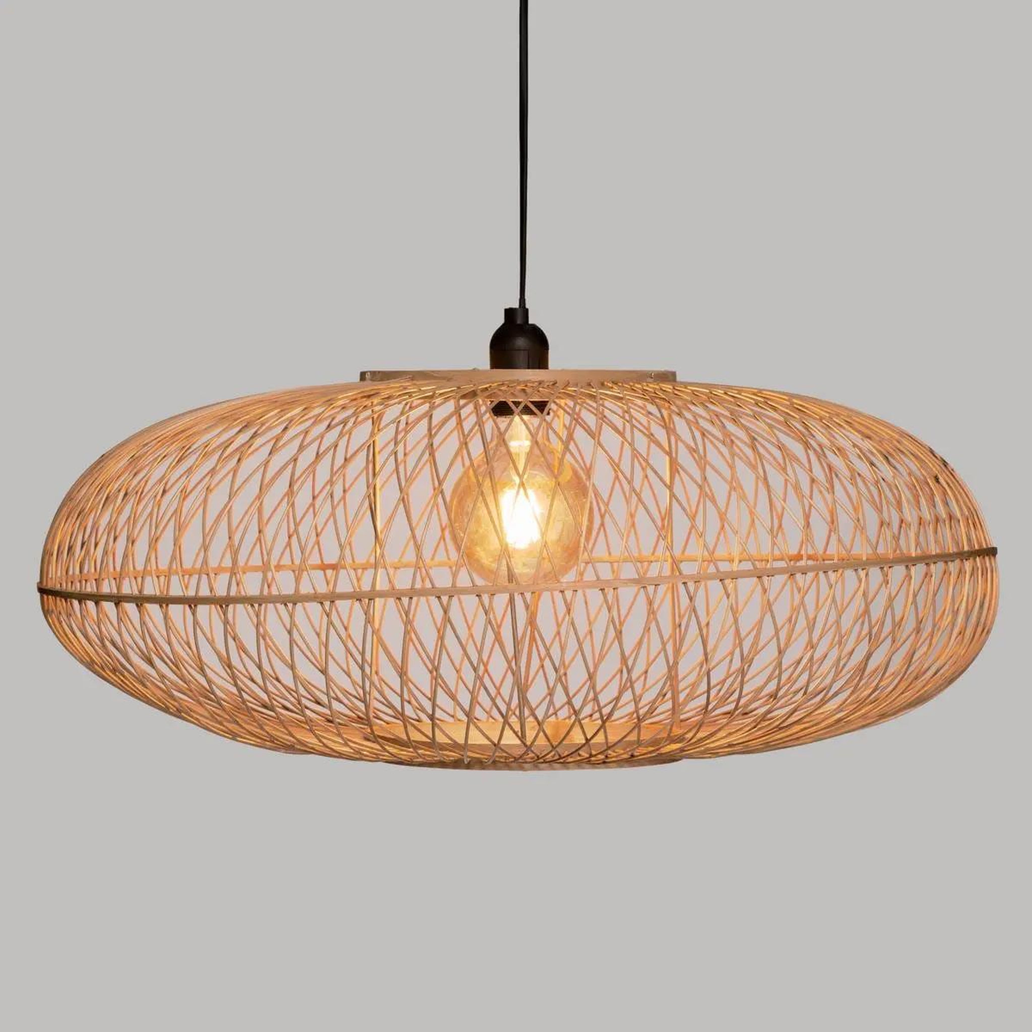 Voir la diapositive 2 : ATMOSPHERA Lampe suspension en bambou  loren  60cm beige