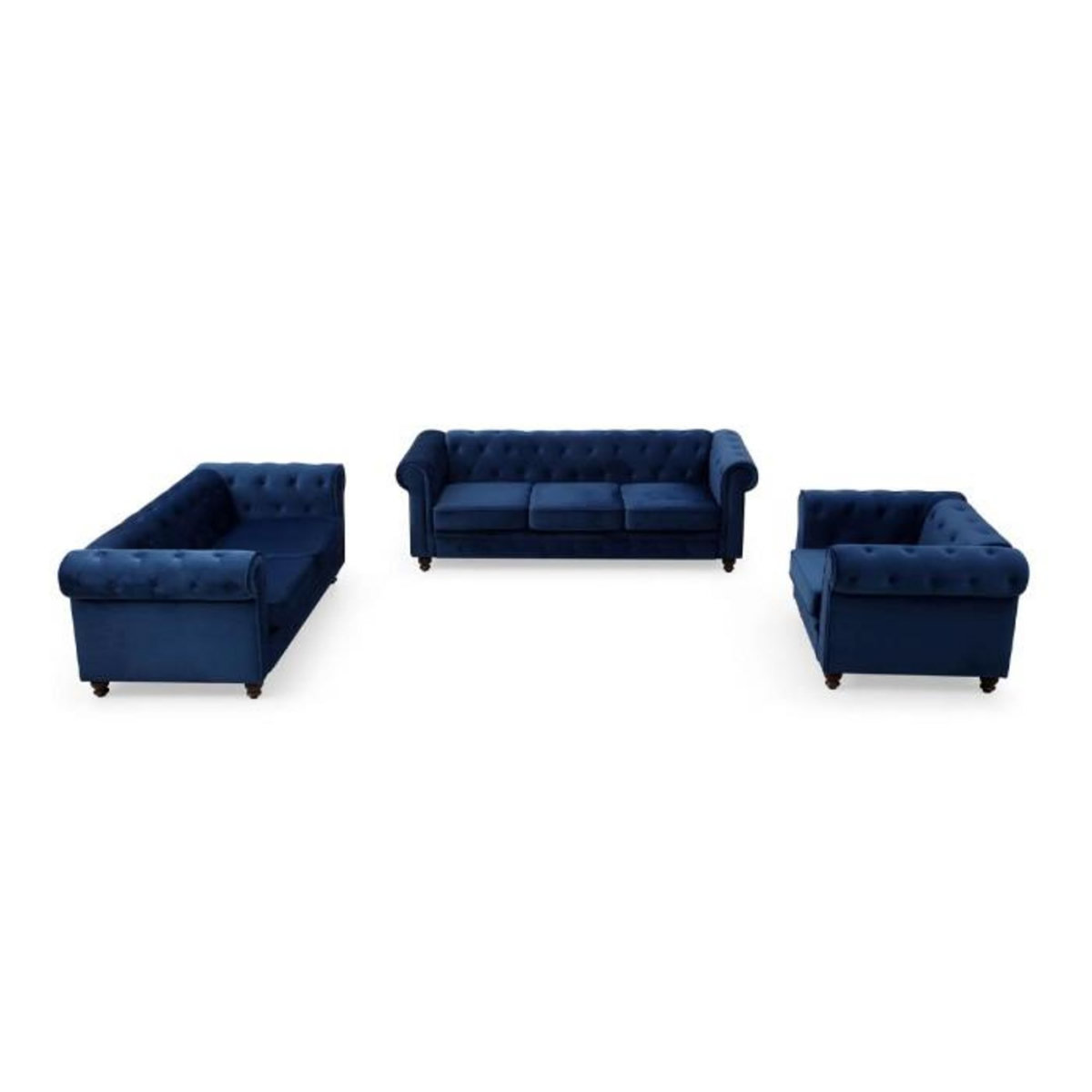 Paris Prix Fauteuil Design Velours  Chesterfield  111cm Bleu