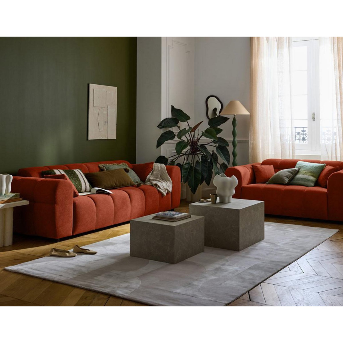 LISA DESIGN Ray - canapé droit 3 places en tissu texturé